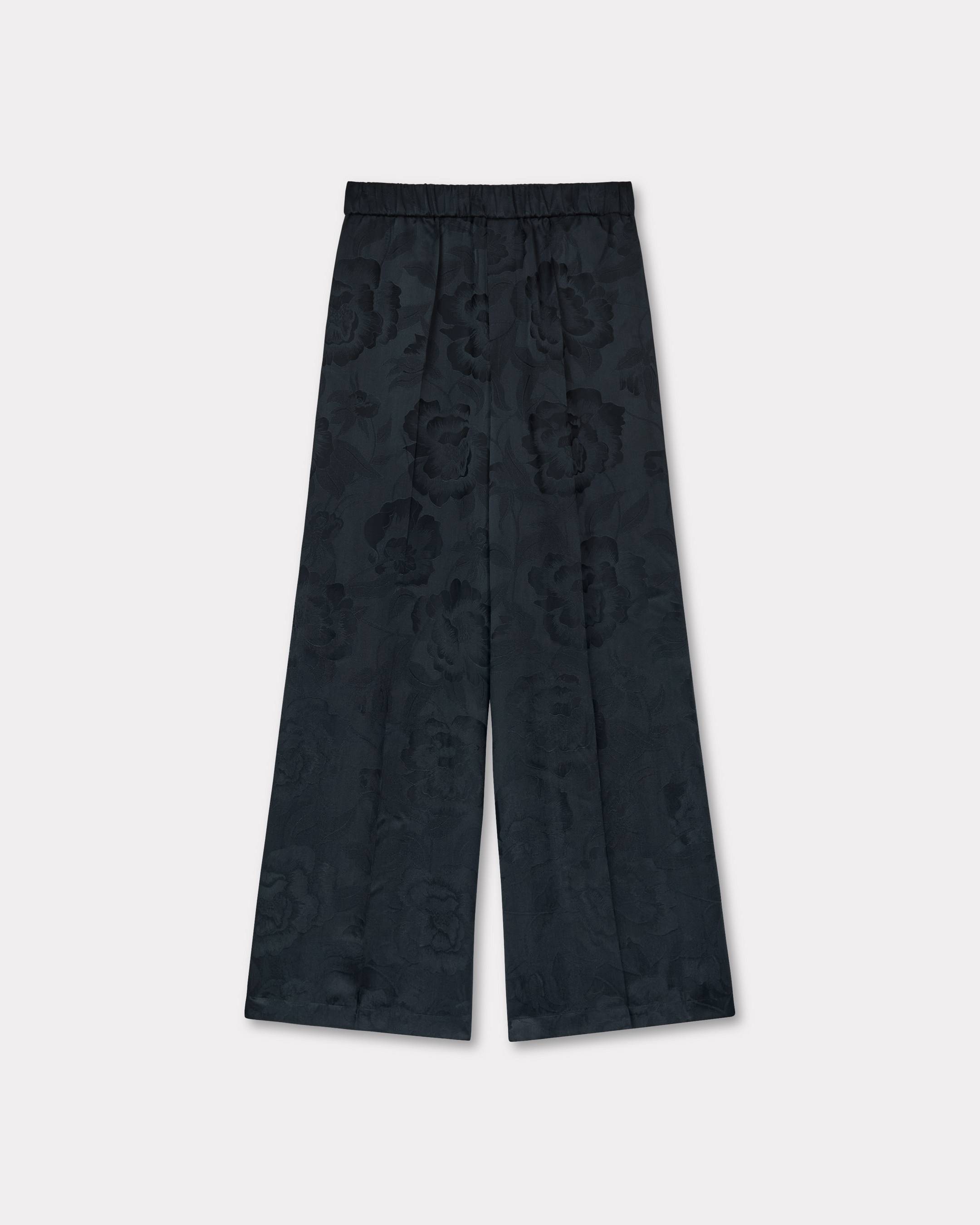 KENZO Peonies' Pyjama Pants In Mixed Slik Black - Womens Size 38