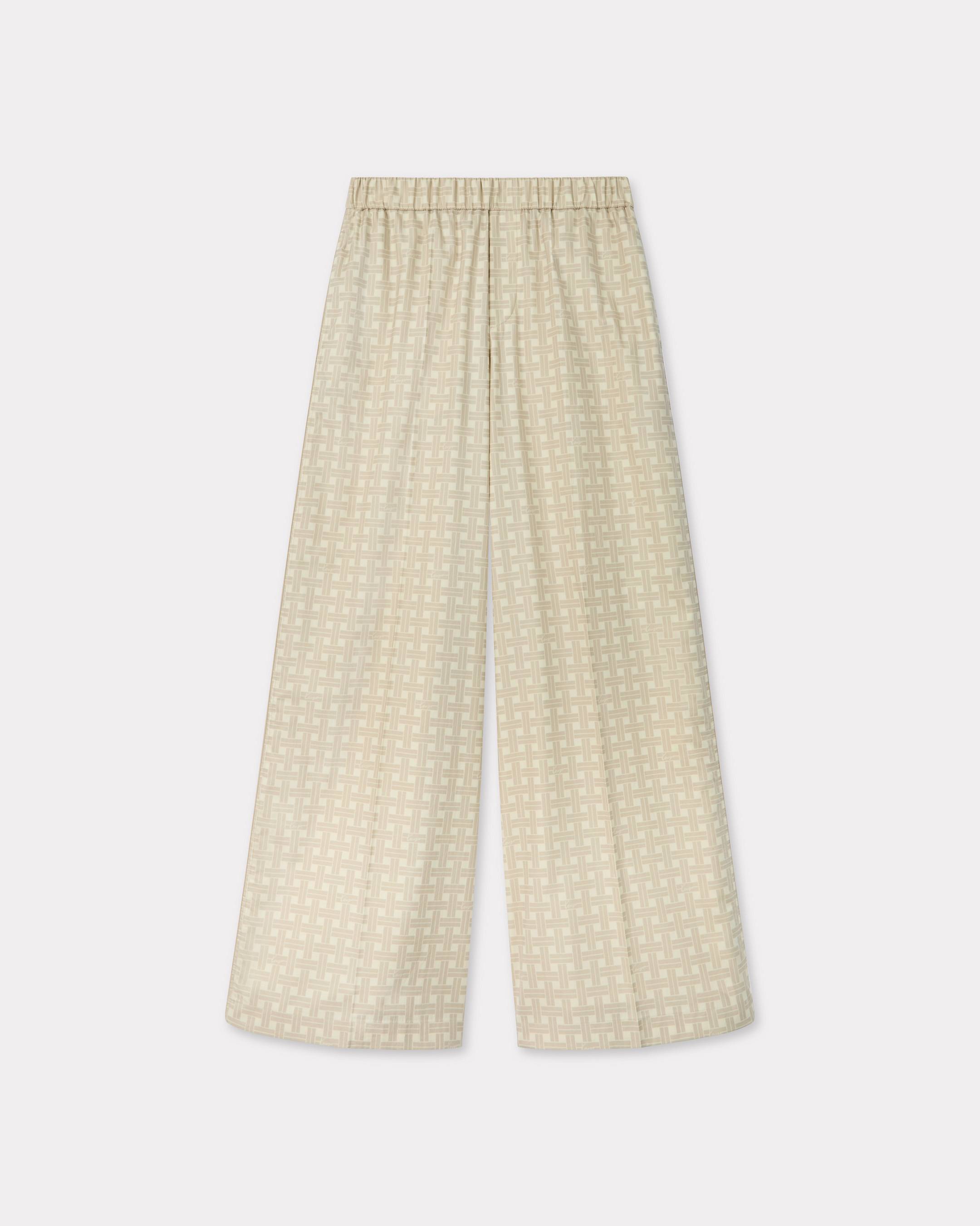 KENZO Weave' Pyjama Pants In Mixed Twill Cotton, Woman, Beige, Size 34, Cotton