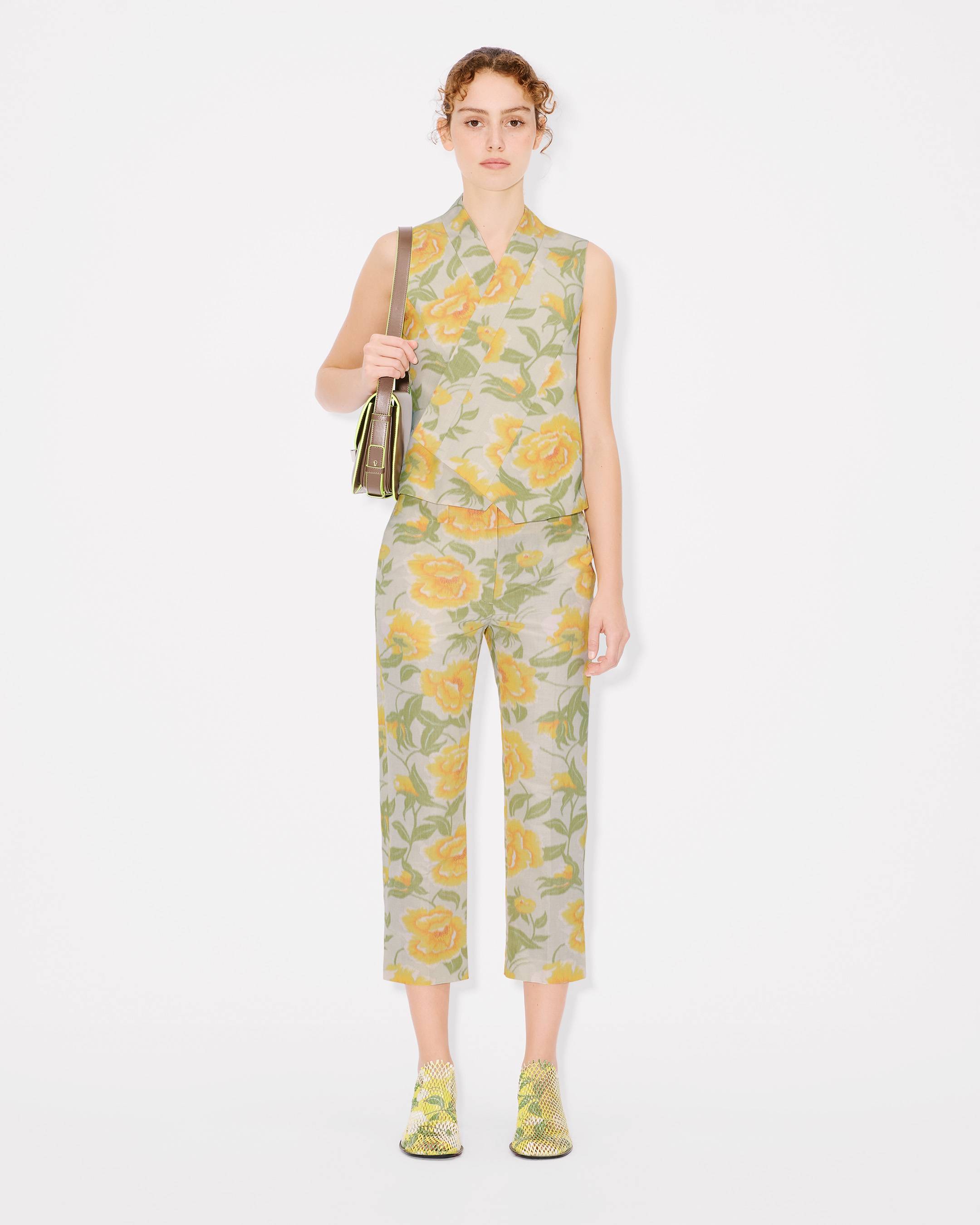パンツ KENZO 'Kenzo Peonies' pants KENZO Peonies' cropped pants in cotton linen jacquard