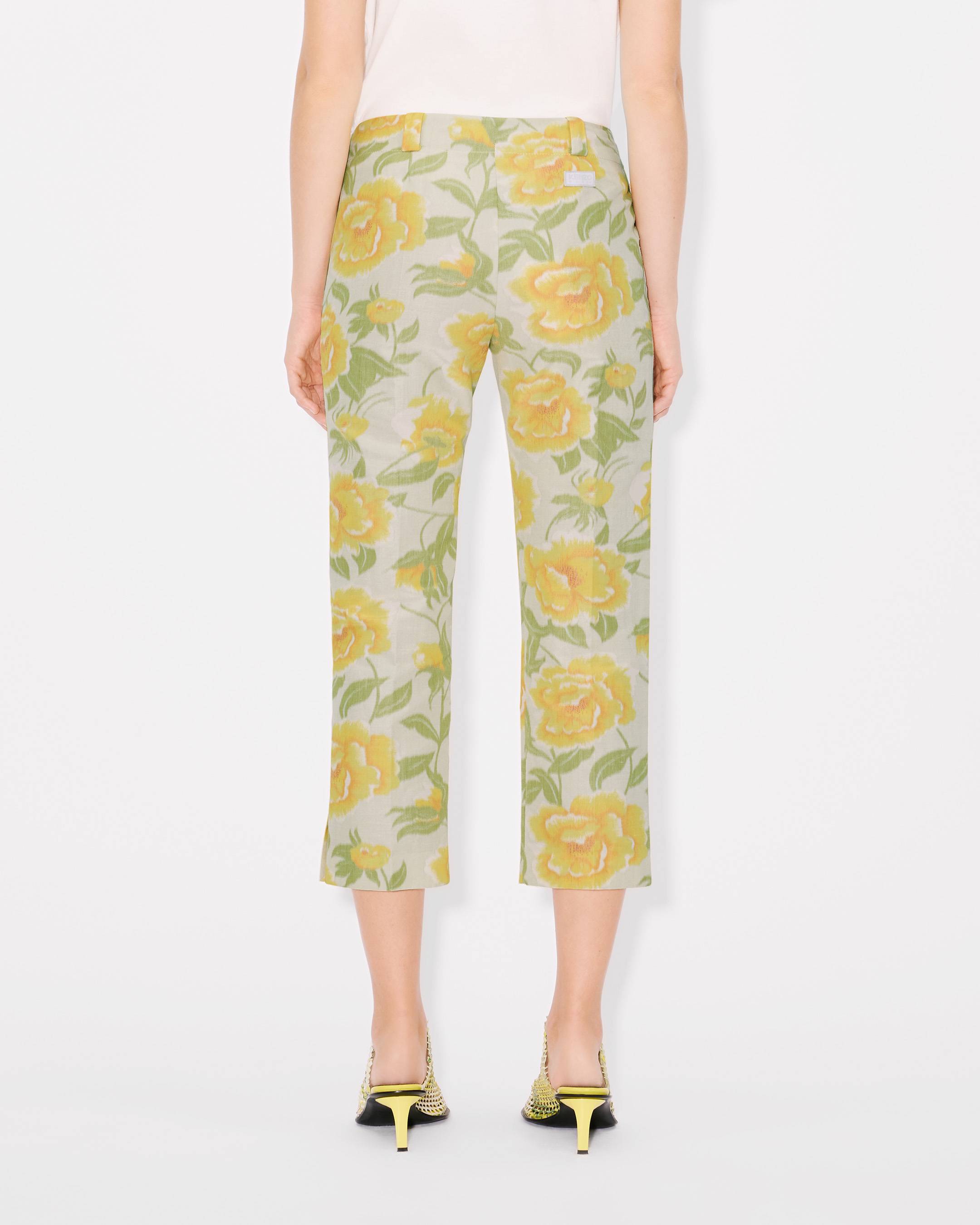 パンツ KENZO 'Kenzo Peonies' pants KENZO Peonies' cropped pants in cotton linen jacquard