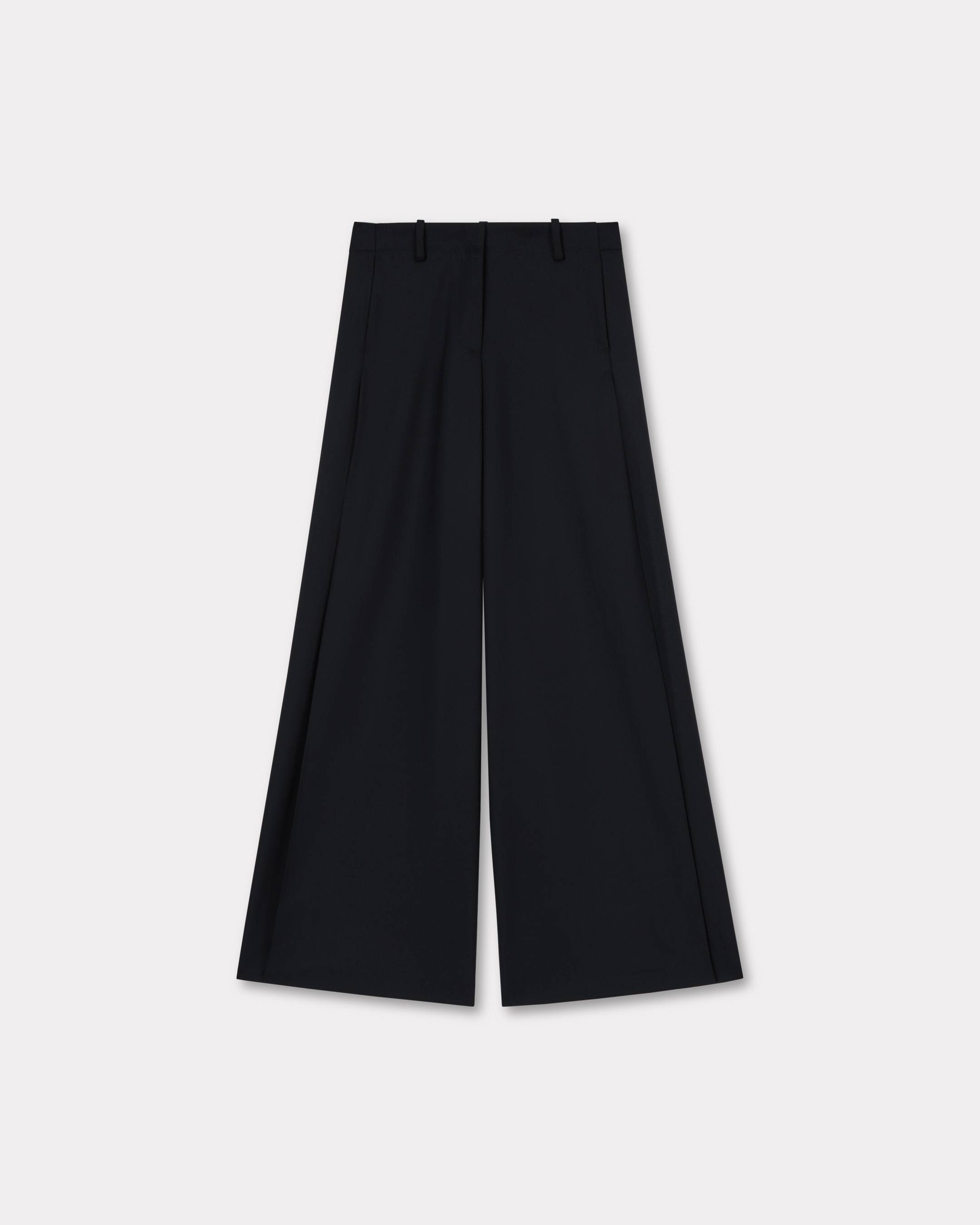 KENZO Wide Leg Pants , Woman, Black, Size 34, Wool