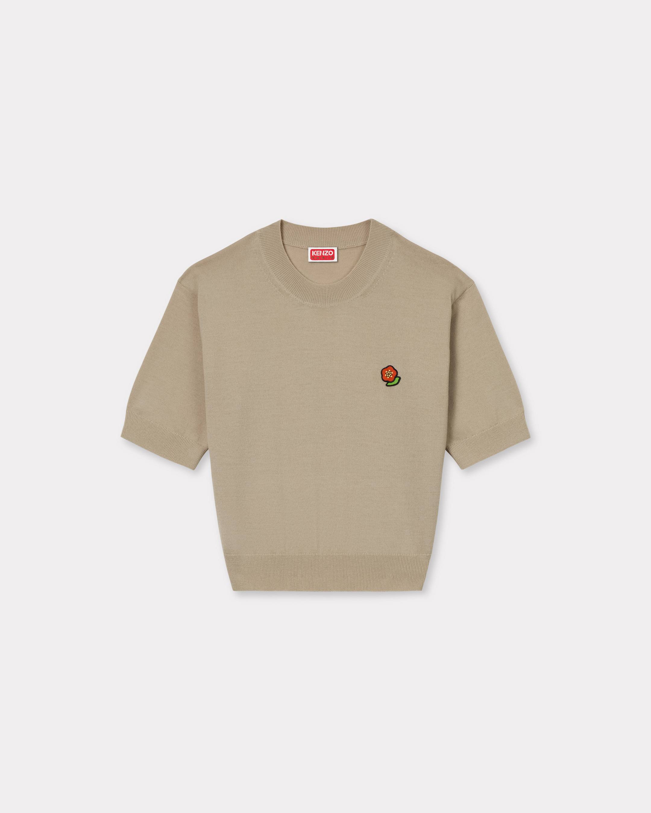 KENZO ' Pop' Embroidered Sweater In Merino Wool, Woman, Beige, Size M, Wool