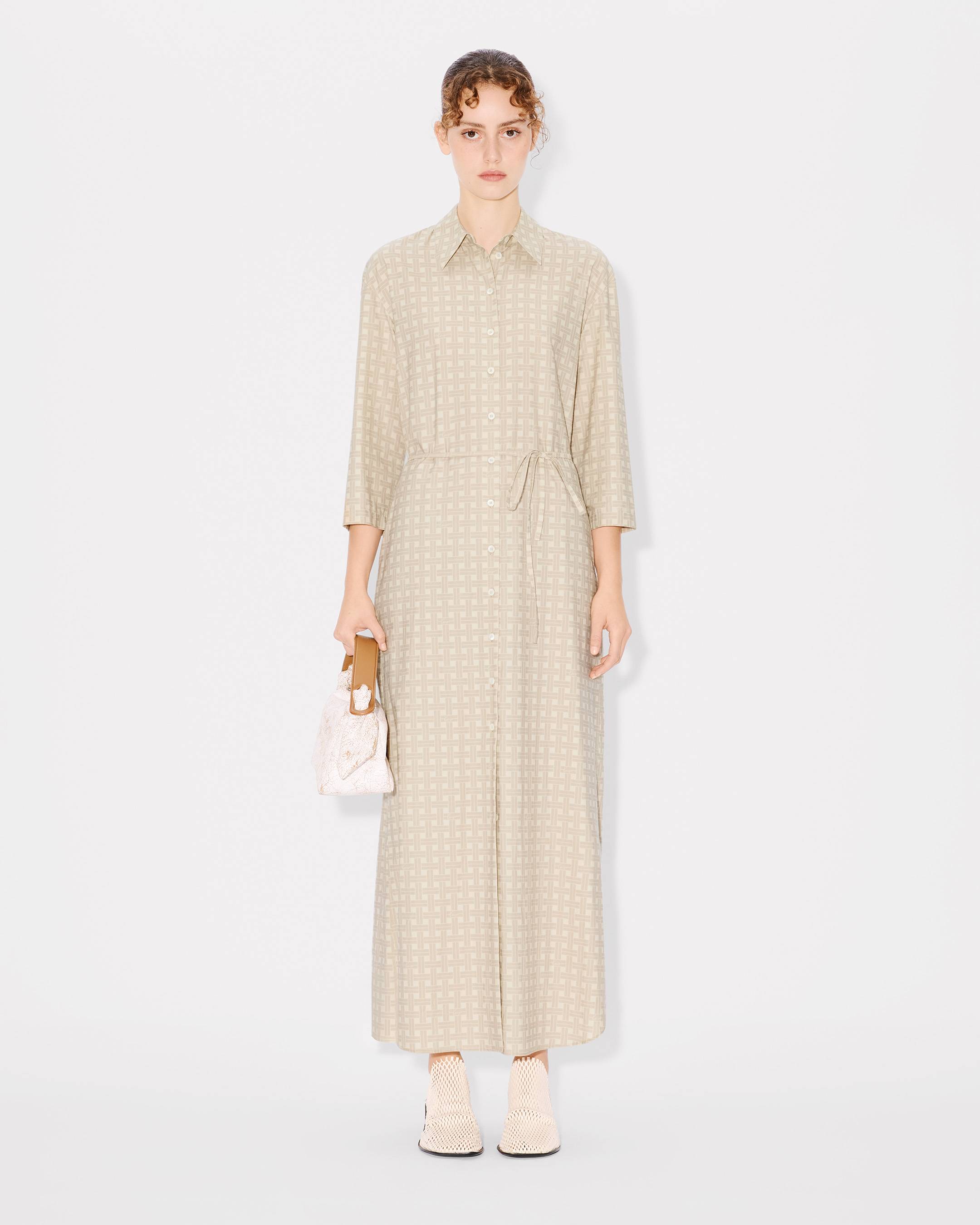 KENZO Weave' long shirt dress in mixed twill cotton