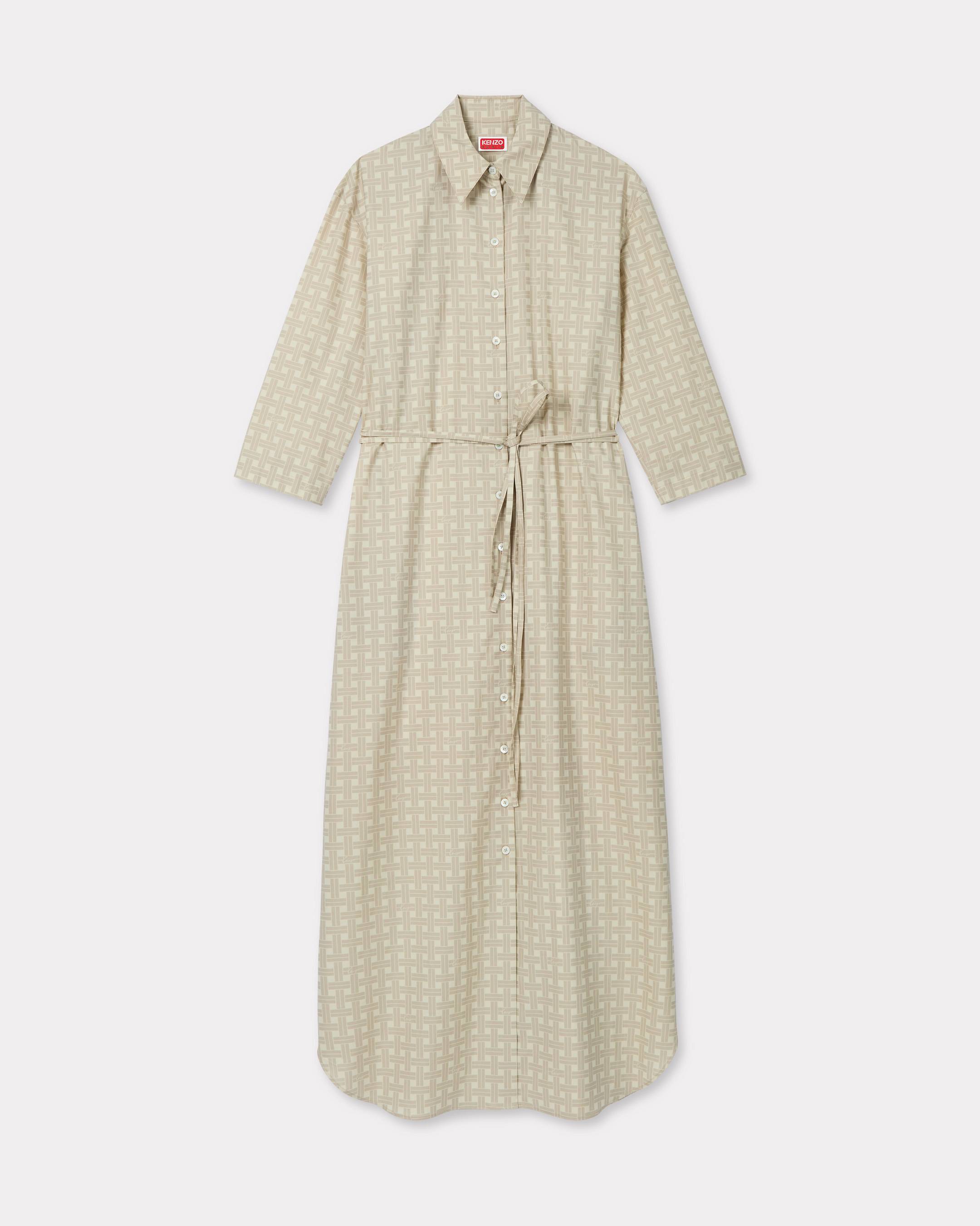 KENZO Weave' long shirt dress in mixed twill cotton