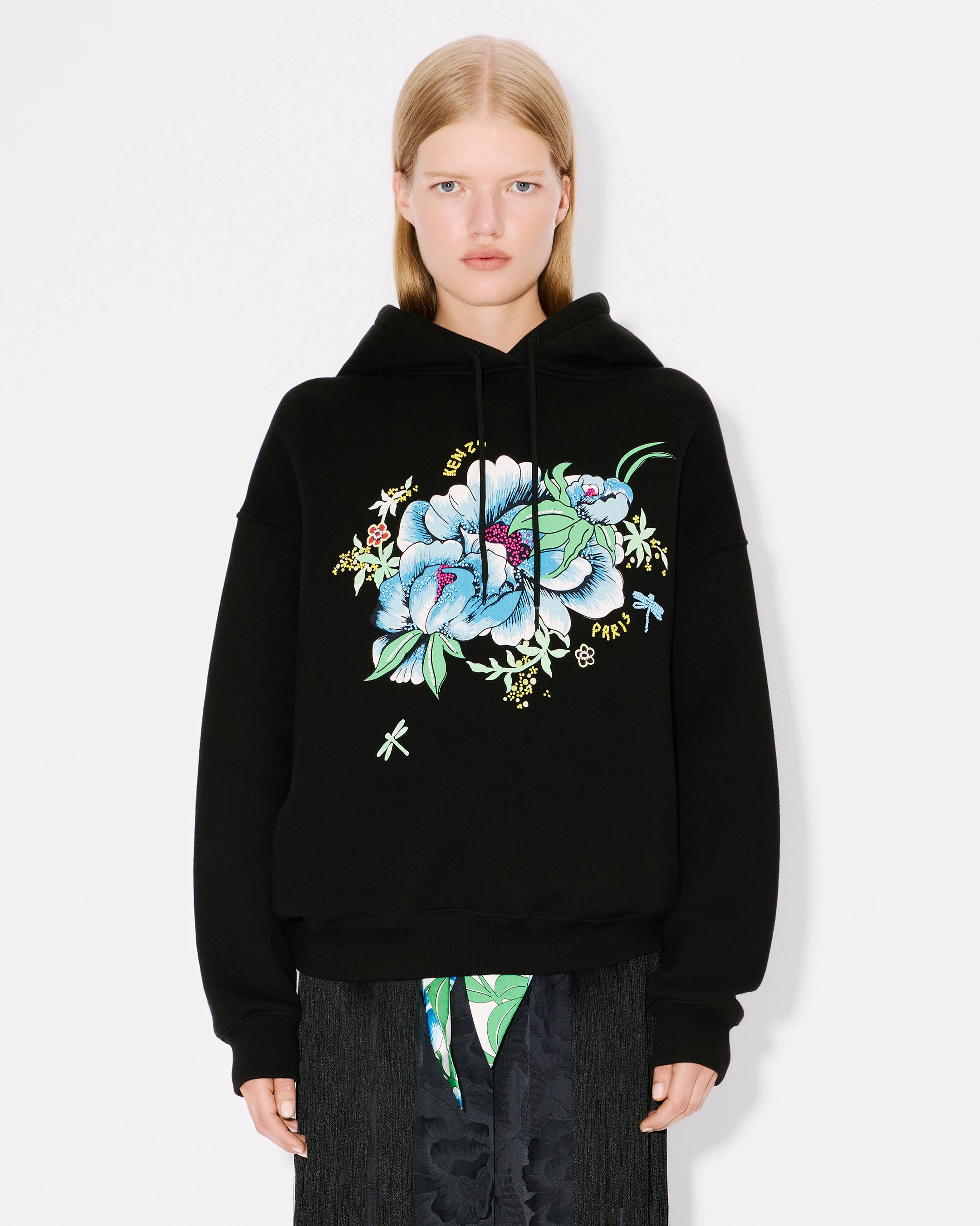 KENZO Peonies' embroidered oversized hoodie in cotton
