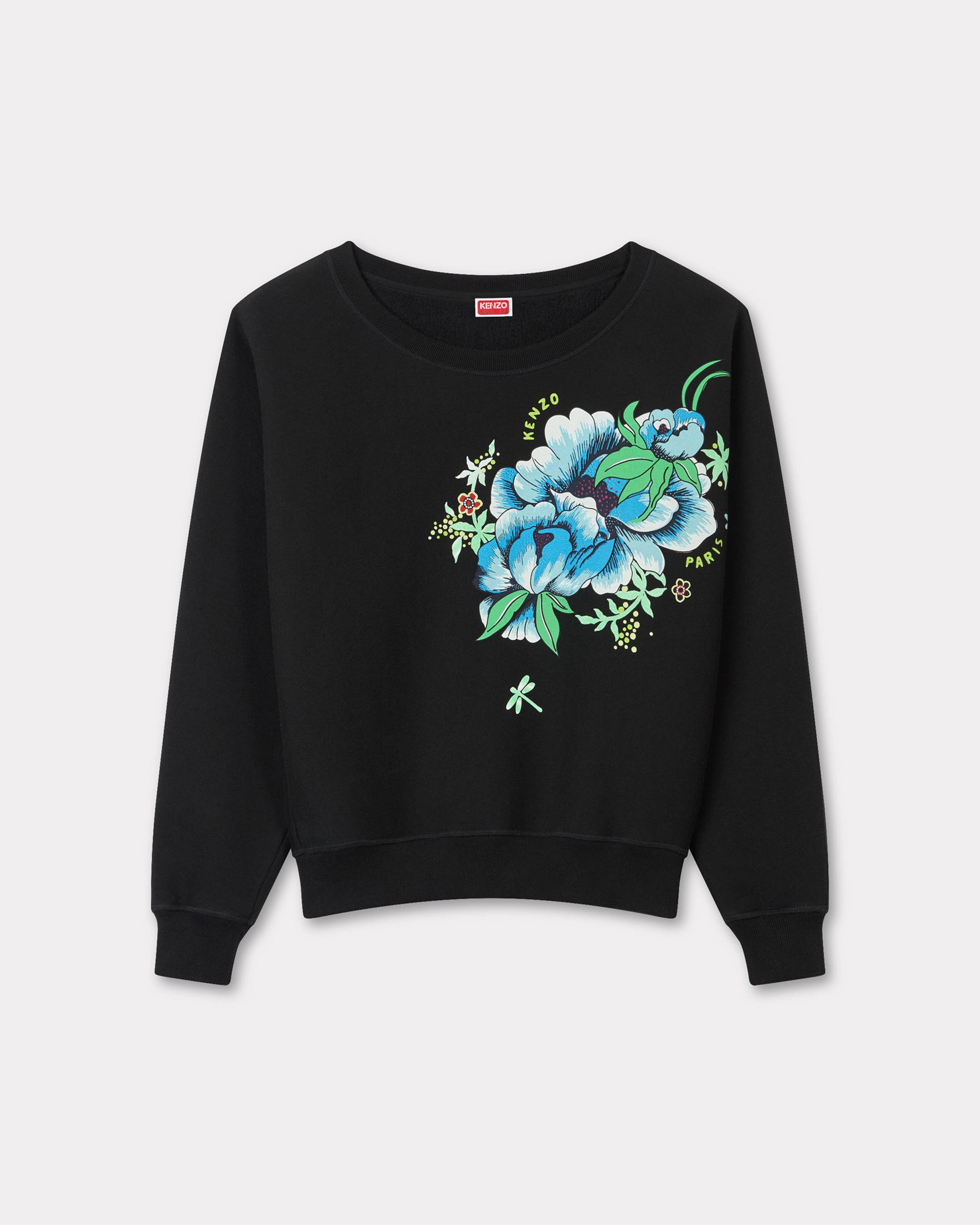 KENZO 'Kenzo Peonies' Batwing Sweatshirt In Cotton Black - Womens Size S