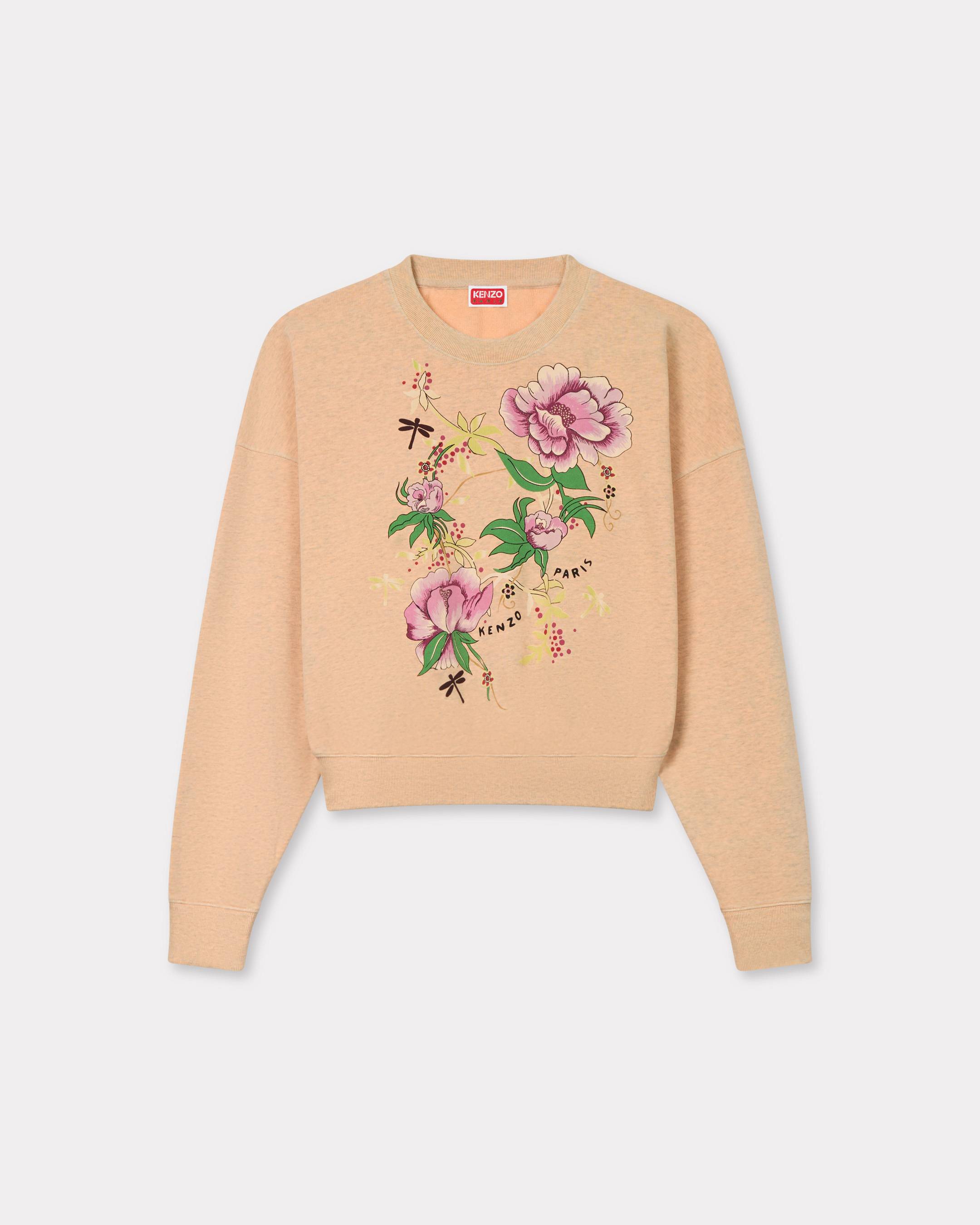 KENZO ' Peonies' Sweatshirt , Woman, Nude, Size M, Cotton