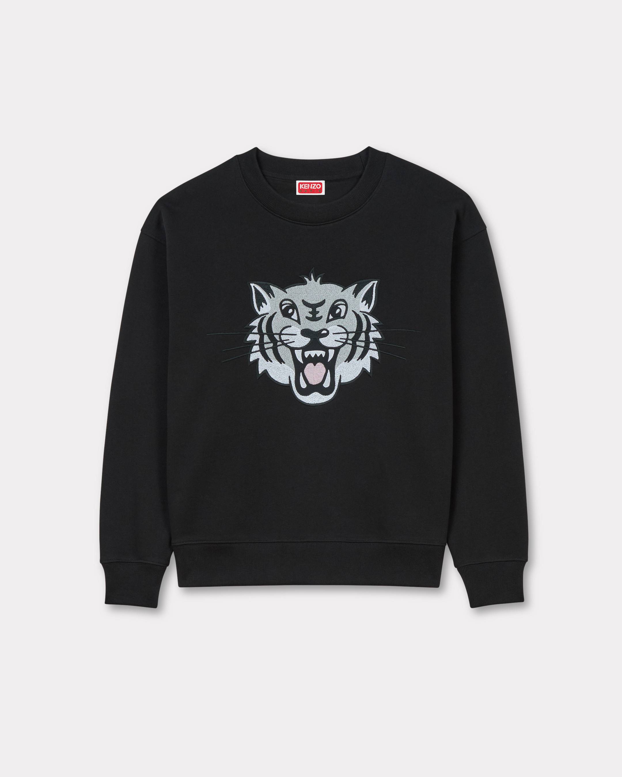 KENZO ' Happy Tiger' Embroidered Sweatshirt , Woman, Black, Size Xl, Cotton
