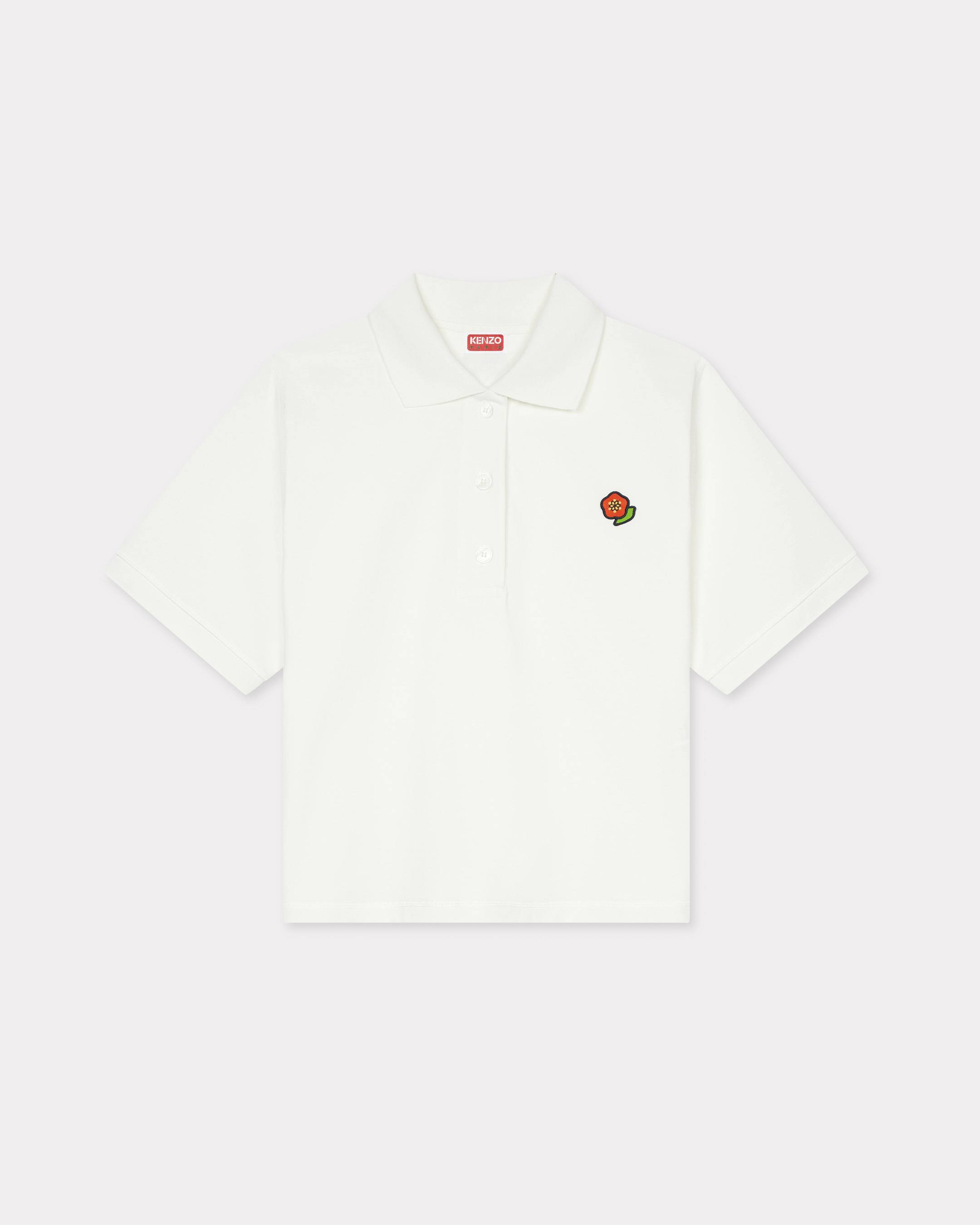 KENZO ' Pop' Embroidered Short Polo , Woman, Off White, Size Xs, Cotton