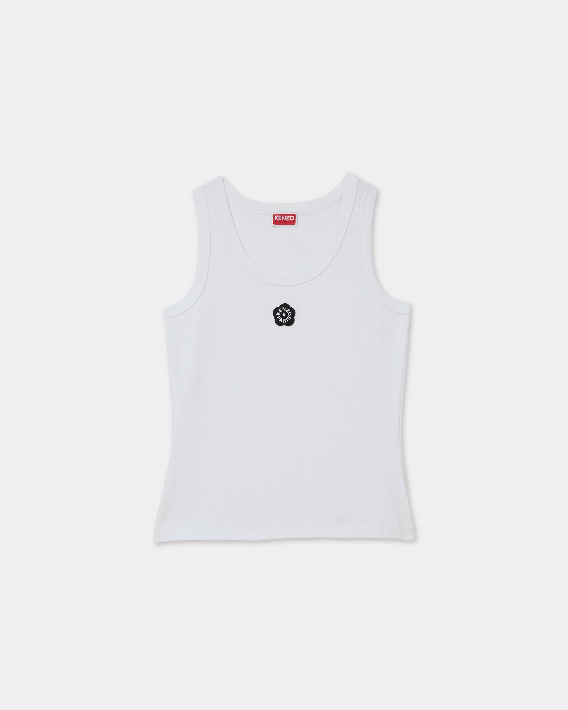 KENZO 'Boke Flower 2.0' Rib Tank Top, Woman, White, Size Xs, Cotton/elastane/elastane/elastane
