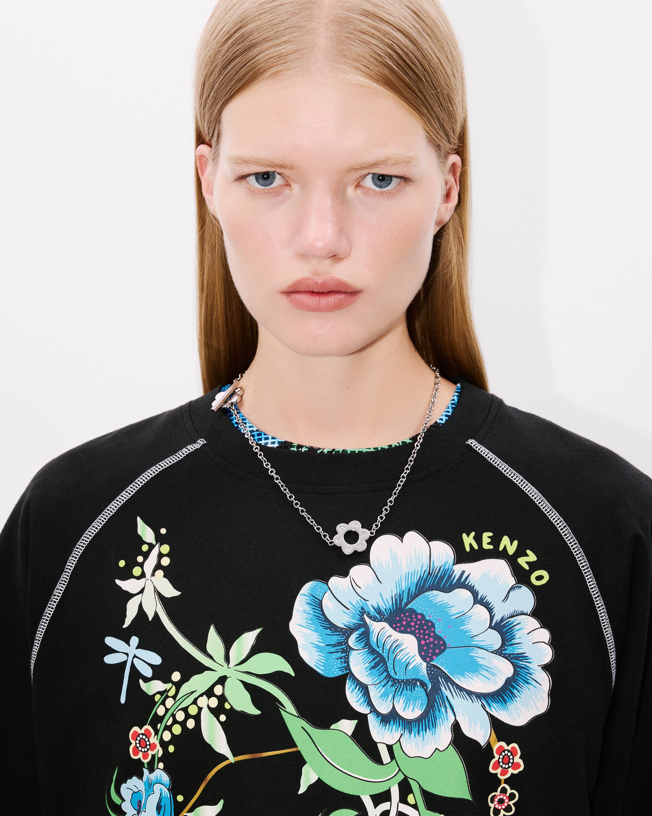 KENZO ヒオニ フリント クルネック Tシャツ FF52TS1624SG 99J KENZO Peonies' T-shirt in cotton | Women's | KENZO
