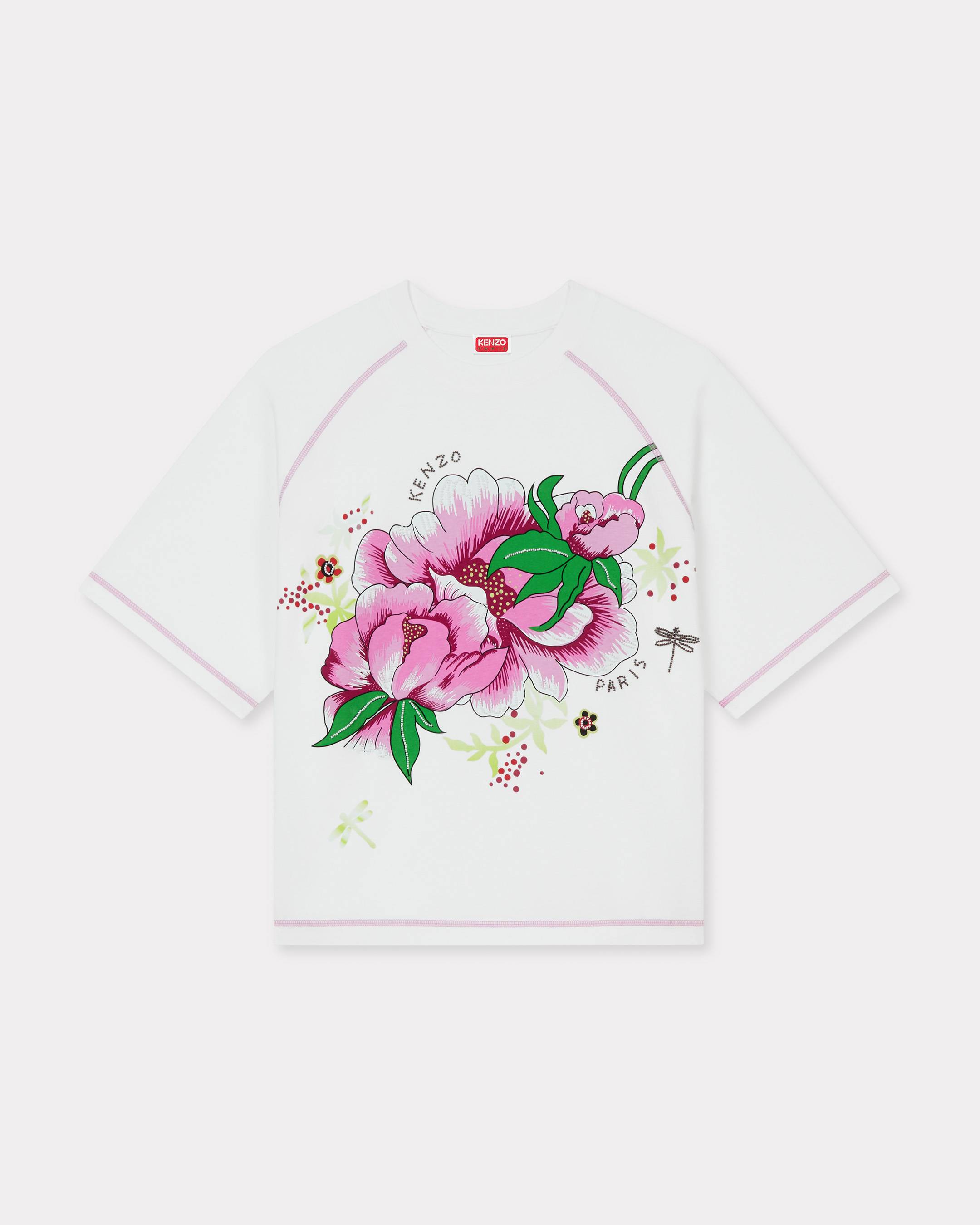 KENZO ヒオニ フリント クルネック Tシャツ FF52TS1664SG 02 KENZO Peonies' T-shirt in cotton | Women's | KENZO