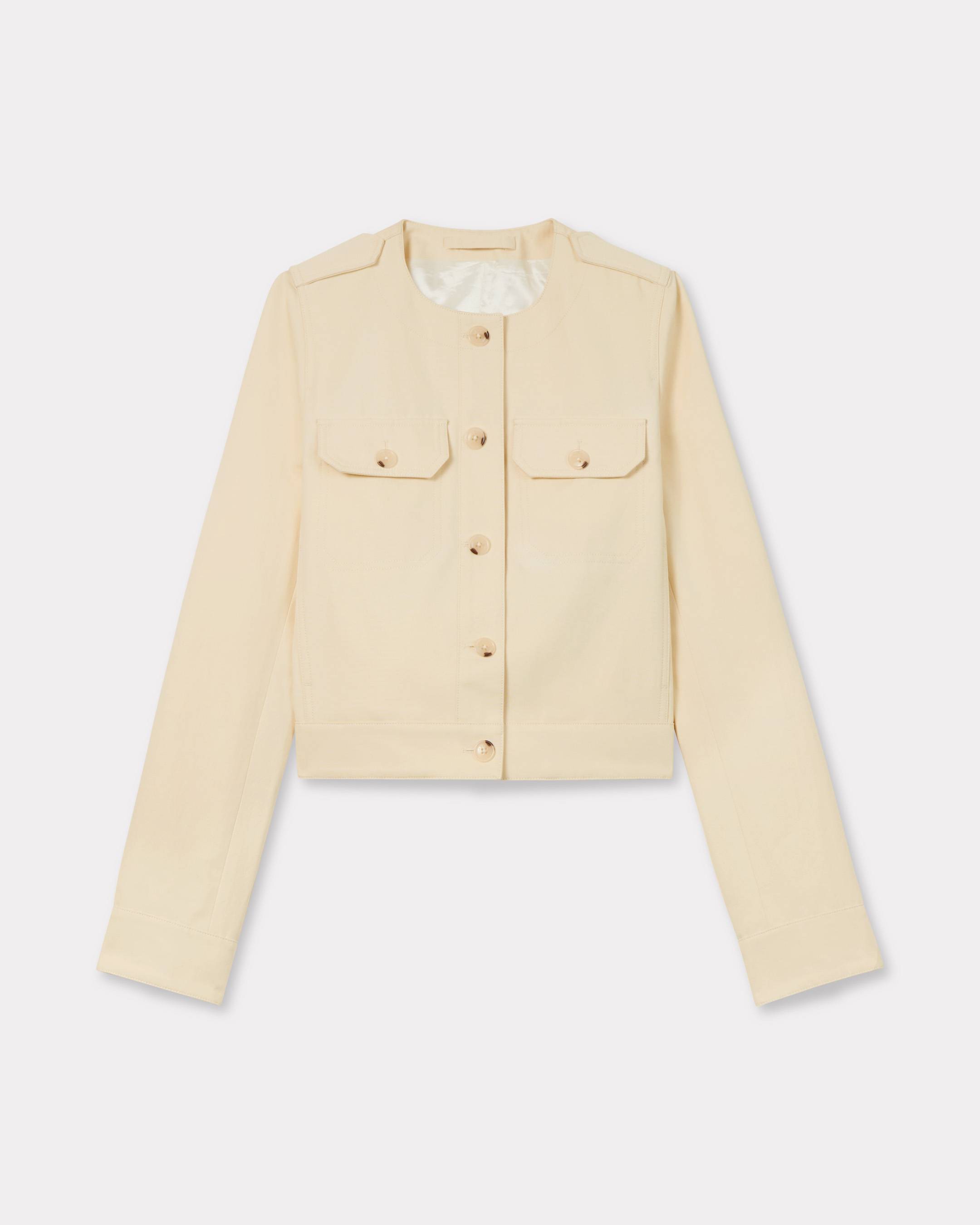 KENZO Collarless Jacket , Woman, Cream, Size 42, Cotton