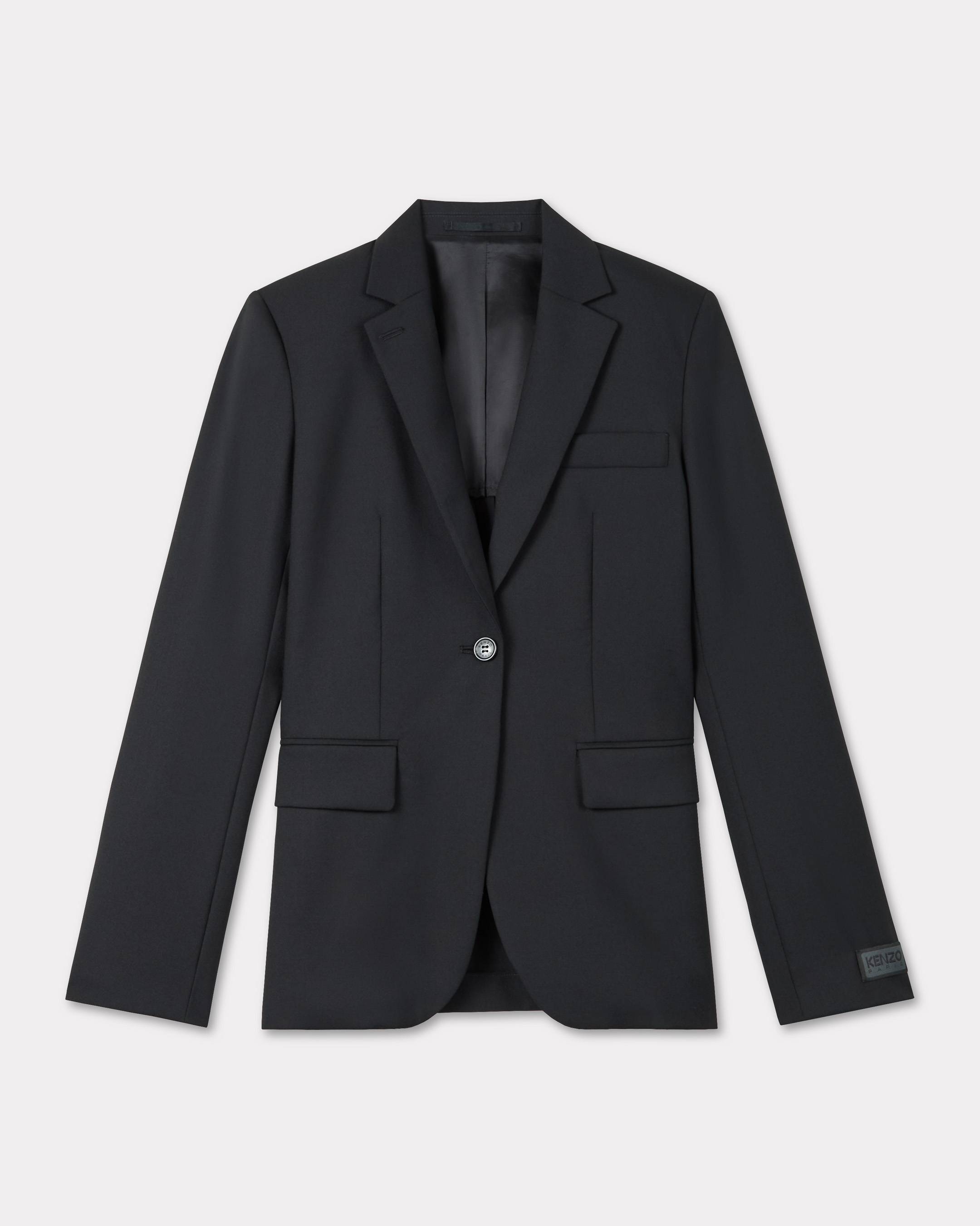 KENZO Waisted Blazer In Virgin Wool Black Womens - Size 42
