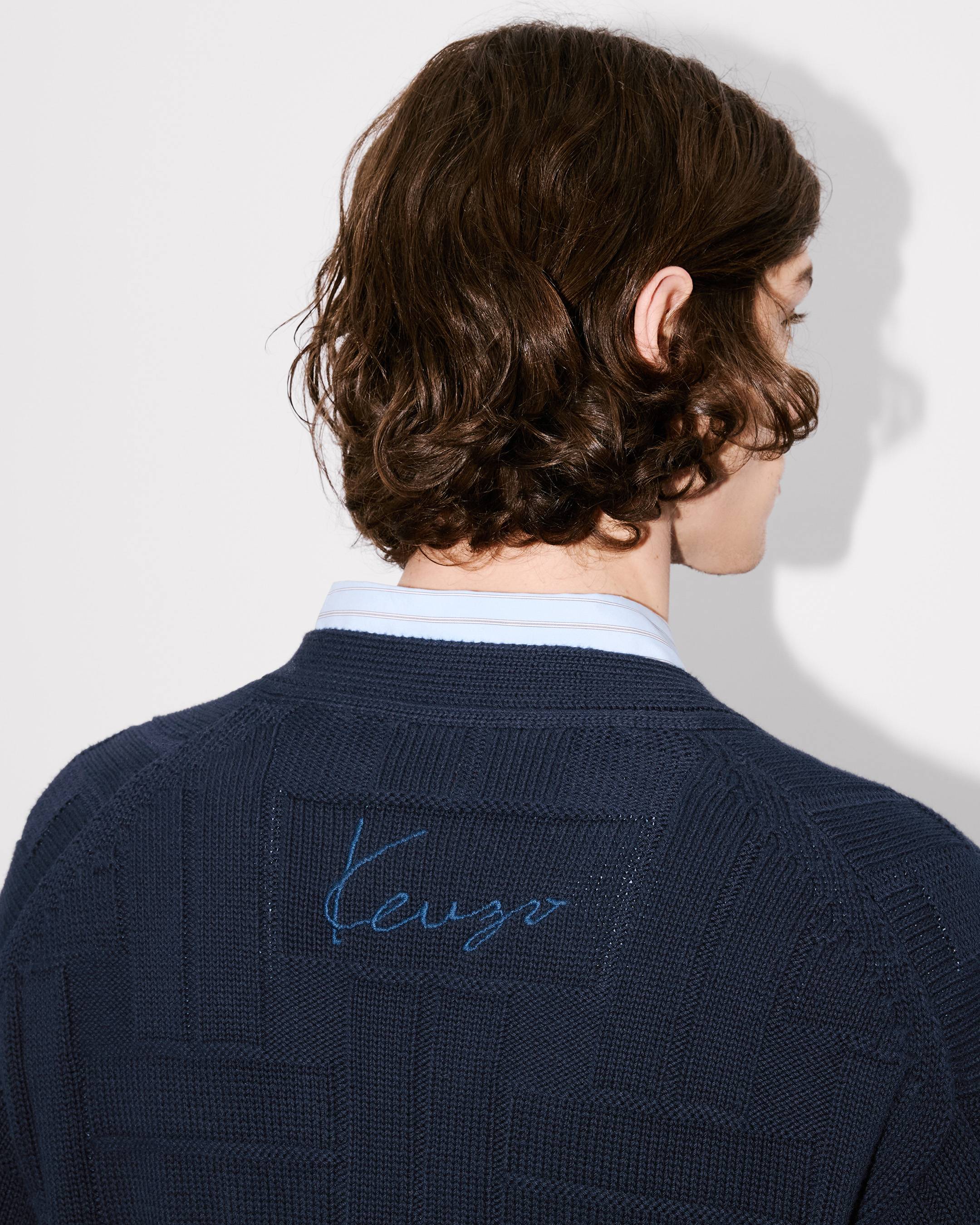 'KENZO Weave' embroidered cardigan in cotton