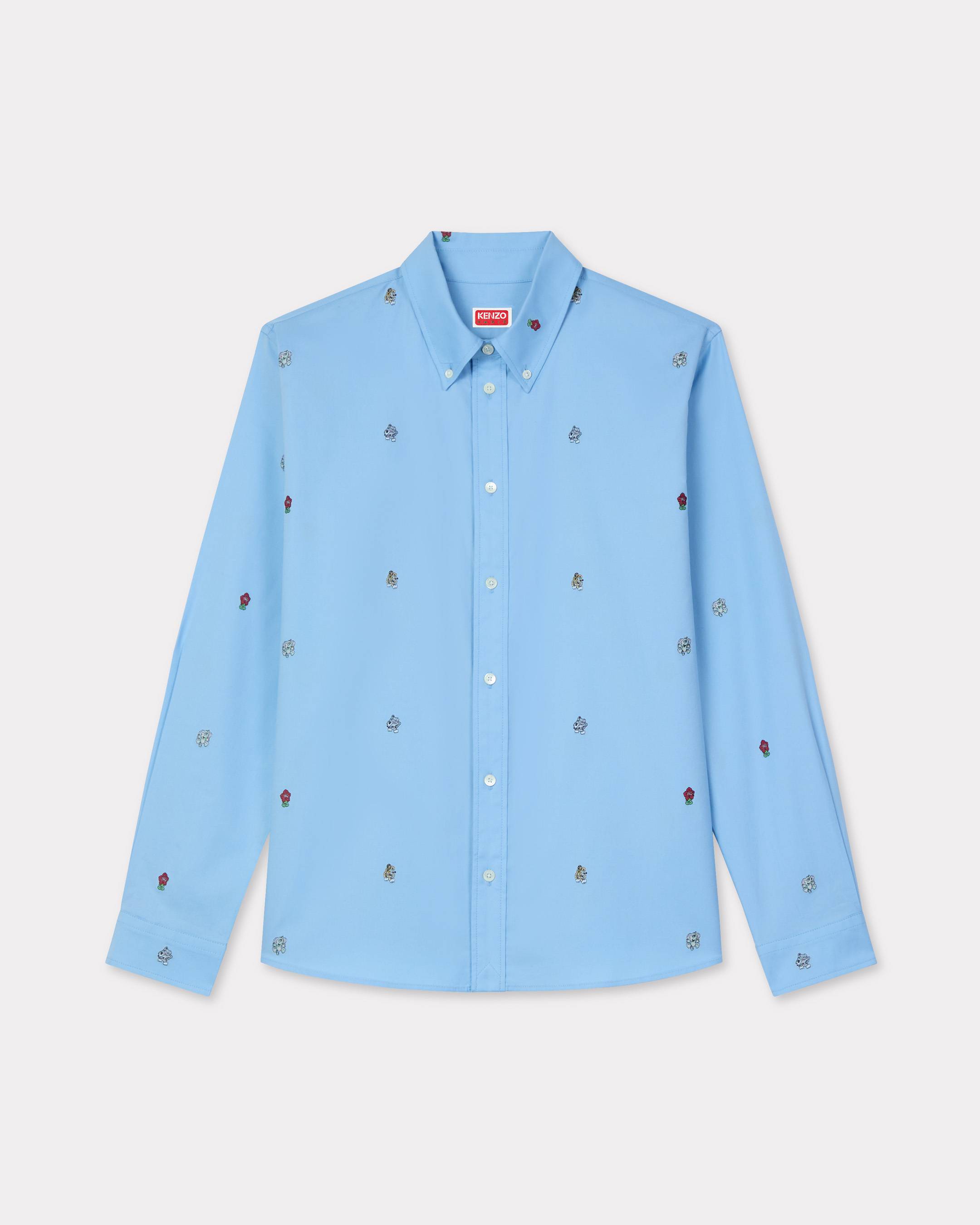 'Kenzo By Verdy' Casual Embroidered Shirt In Cotton Light Blue Mens - Size 42