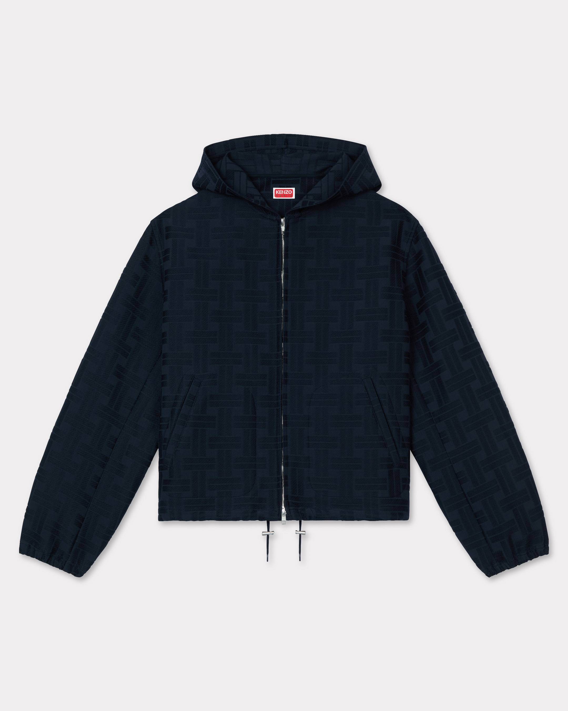 KENZO ' Weave' Hooded Overshirt Jacquard, Man, Blue Black, Size L,