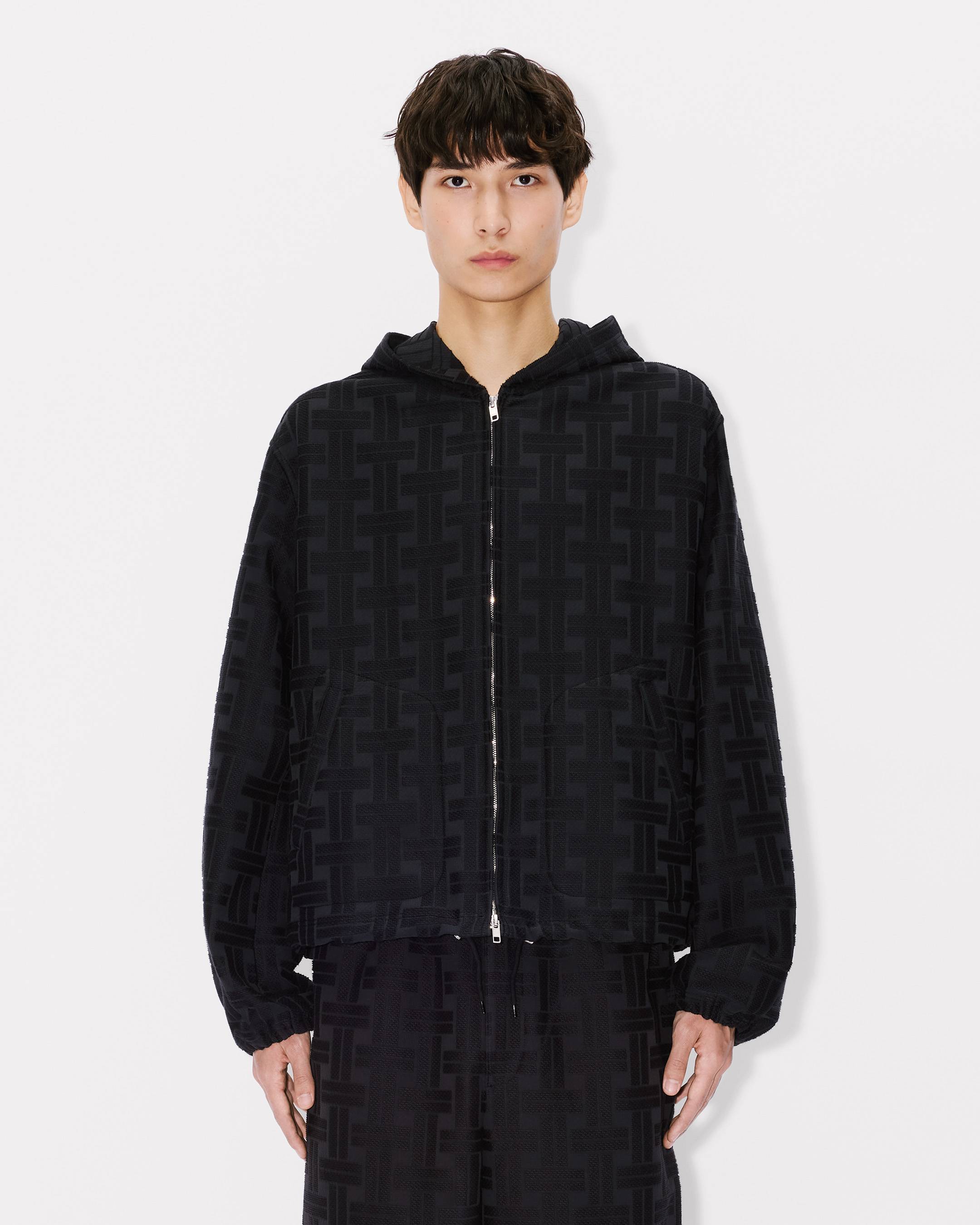 KENZO Weave' hooded overshirt in cotton jacquard | Men's | KENZO