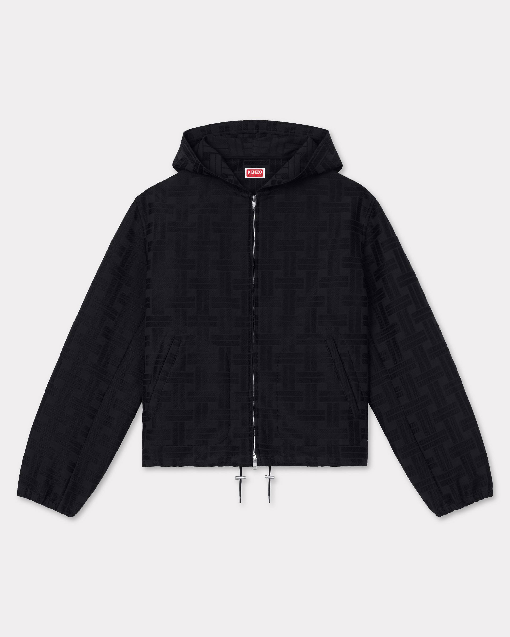 KENZO ' Weave' Hooded Overshirt Jacquard, Man, Black, Size L,