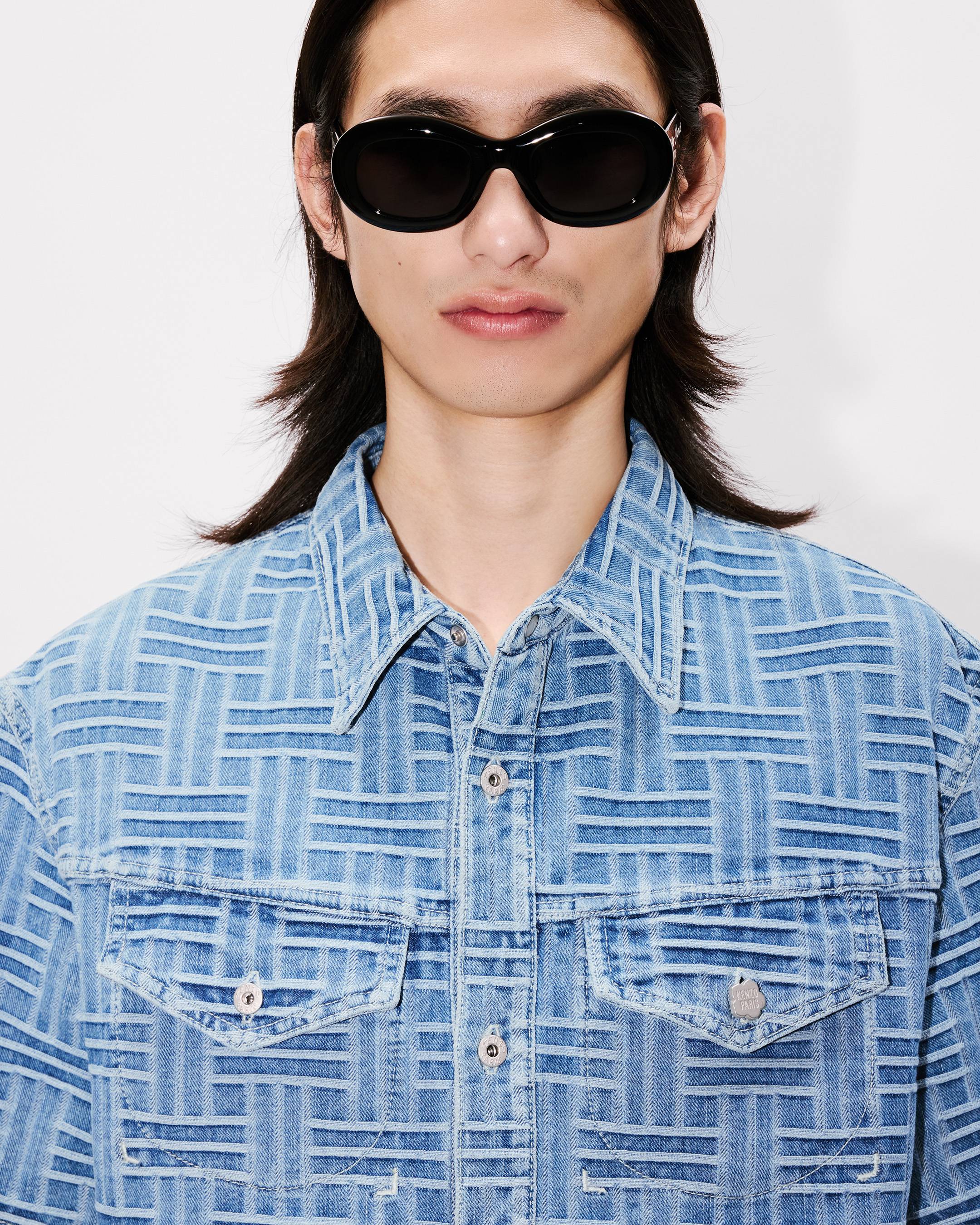 Tシャツ・カットソー KENZO SS25 (FF55DC1026J4 DB) KENZO Weave' shirt in japanese denim | Men's | KENZO