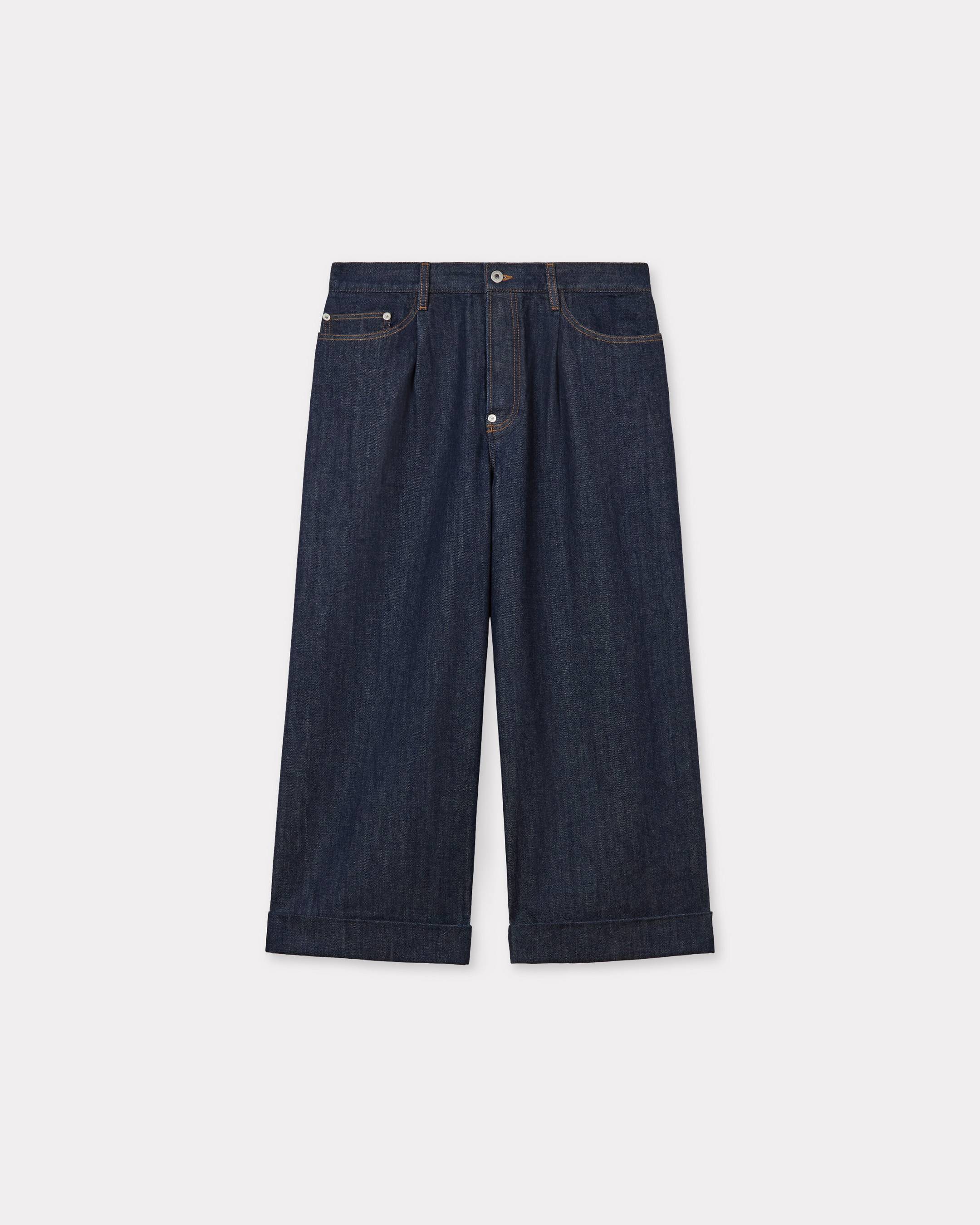 KENZO Three Quarter Buggy Jeans In Japanese Denim, Man, Rinse Blue Size 32, Leather