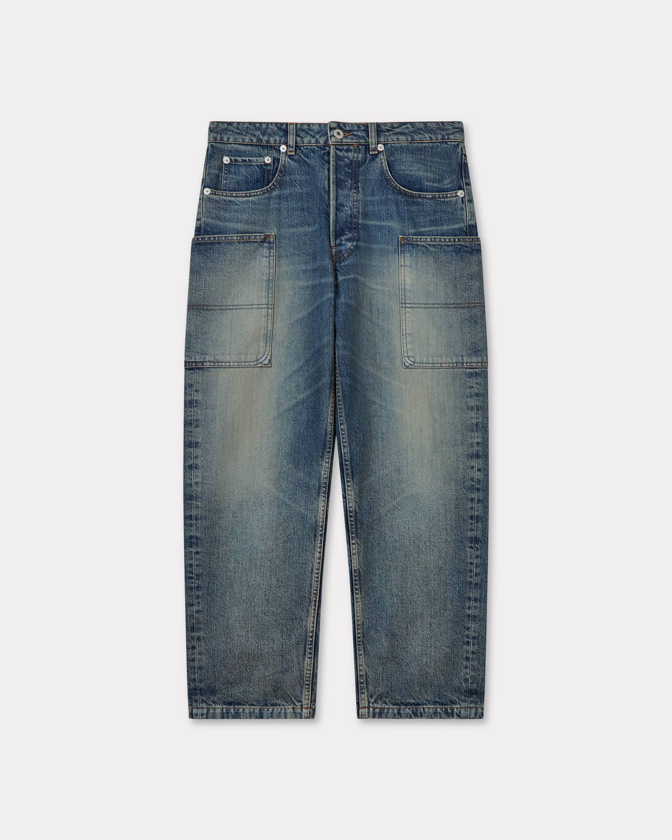 KENZO Cargo Monkey Fit Jeans In Japanese Denim Medium Stone Blue Mens - Size 29