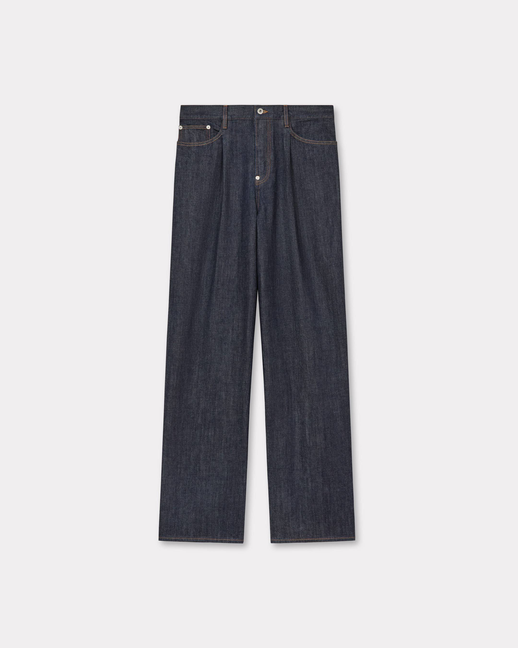 KENZO Buggy Jeans In Japanese Denim, Man, Rinse Blue Size 34, Leather
