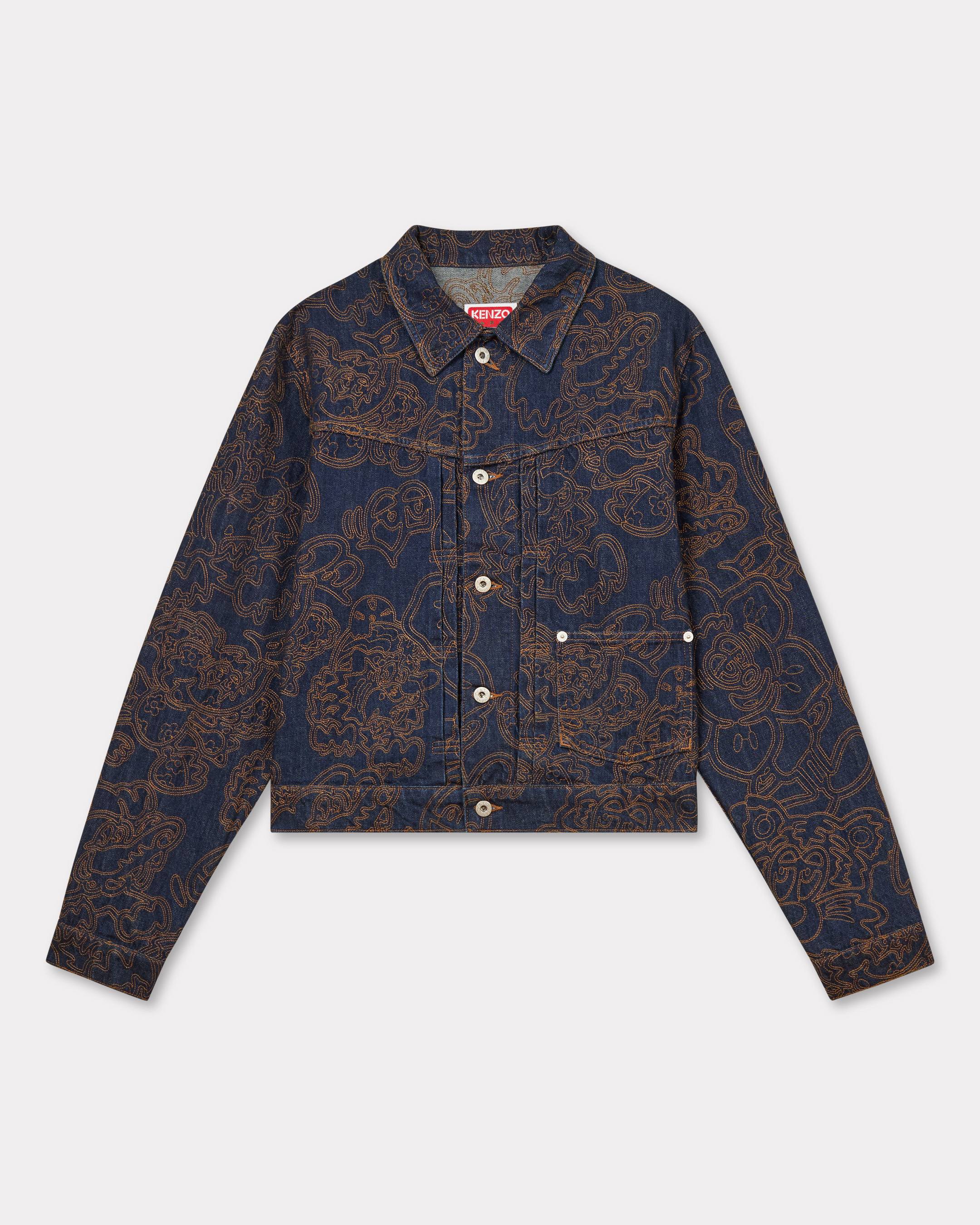 'Kenzo By Verdy' Embroidered Trucker Jacket In Japanese Denim Rinse Blue Mens - Size Xl