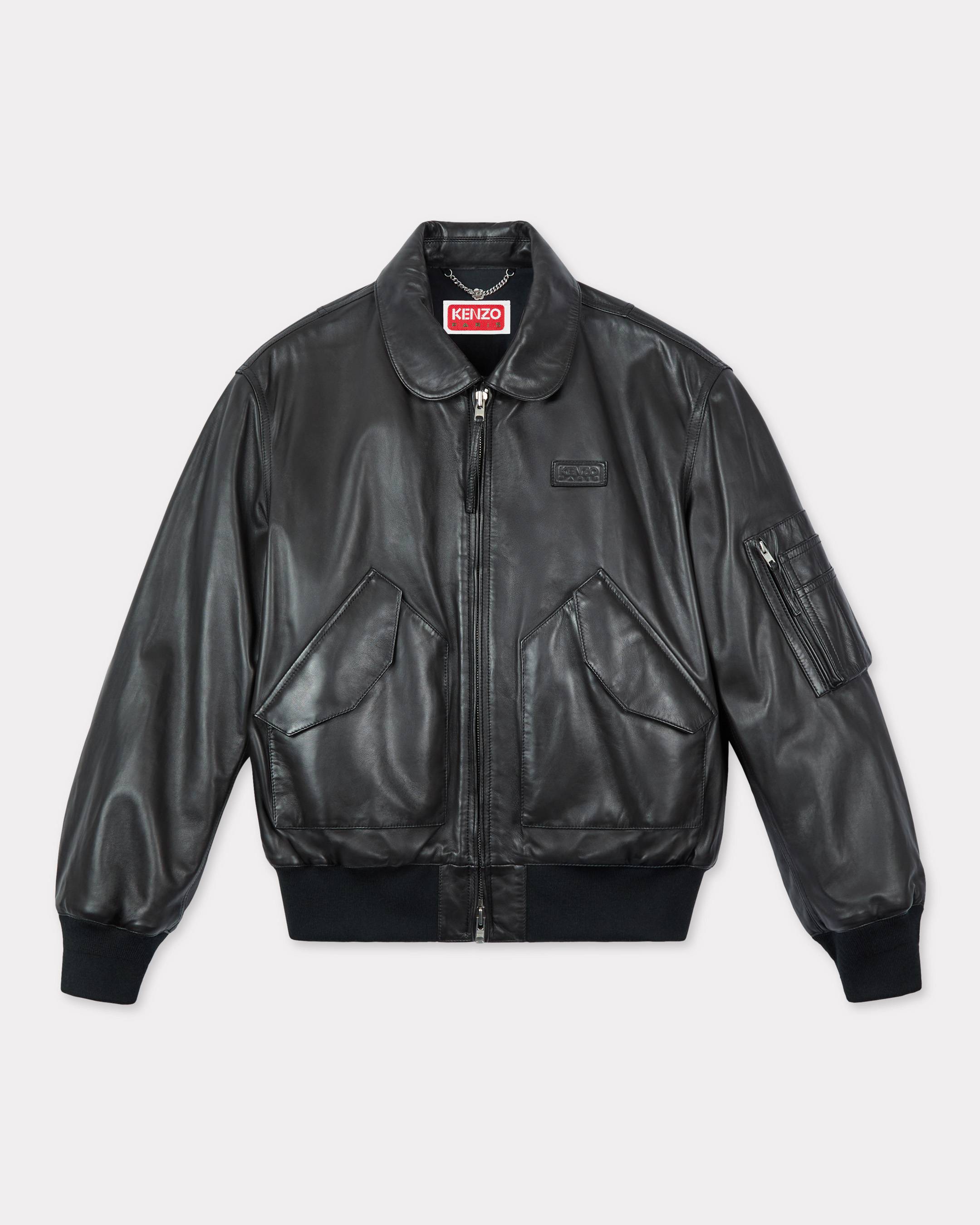 KENZO Leather Bomber Jacket, Man, Black, Size Xs,