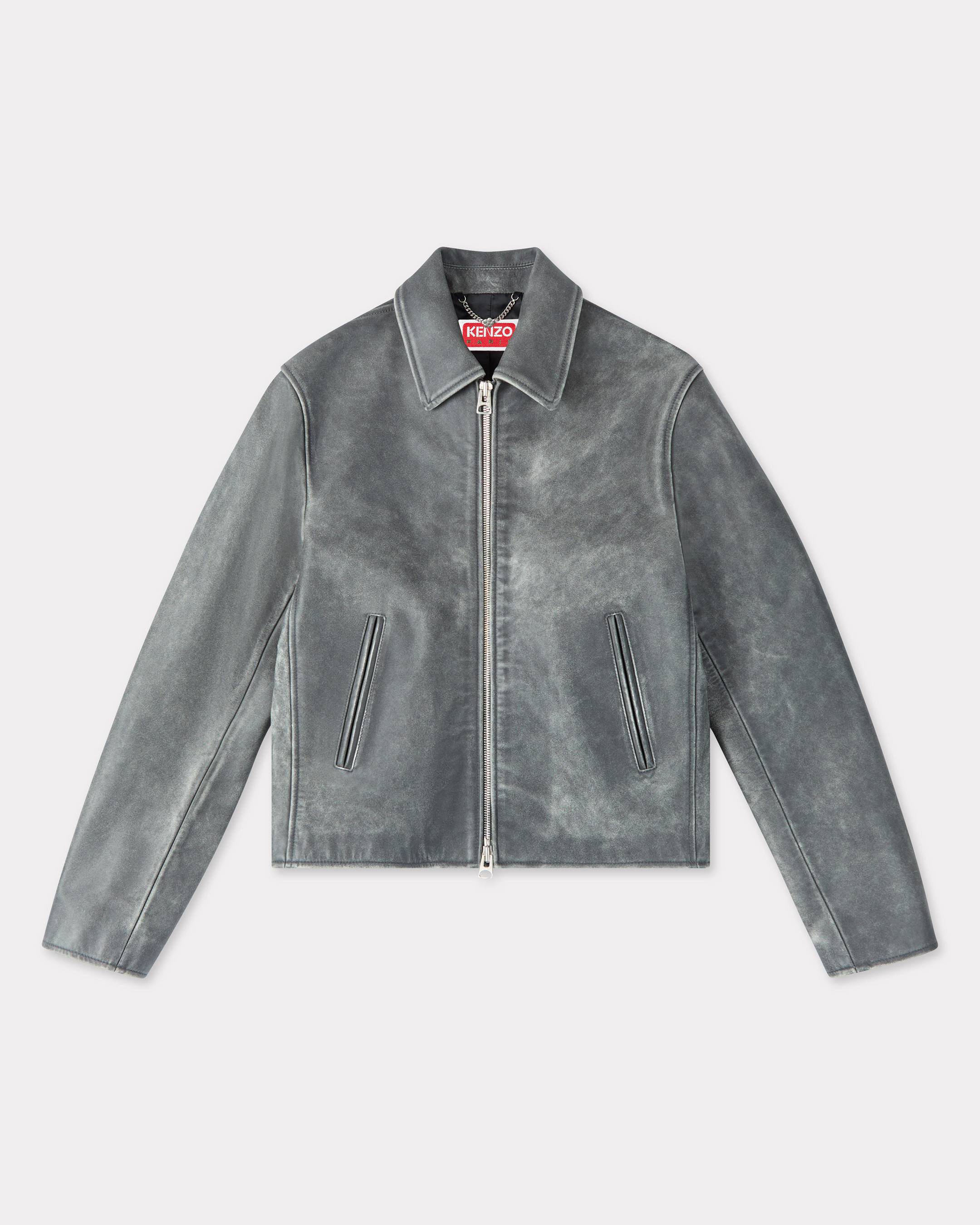 KENZO Casual Blouson In Leather Misty Grey Mens - Size Xs