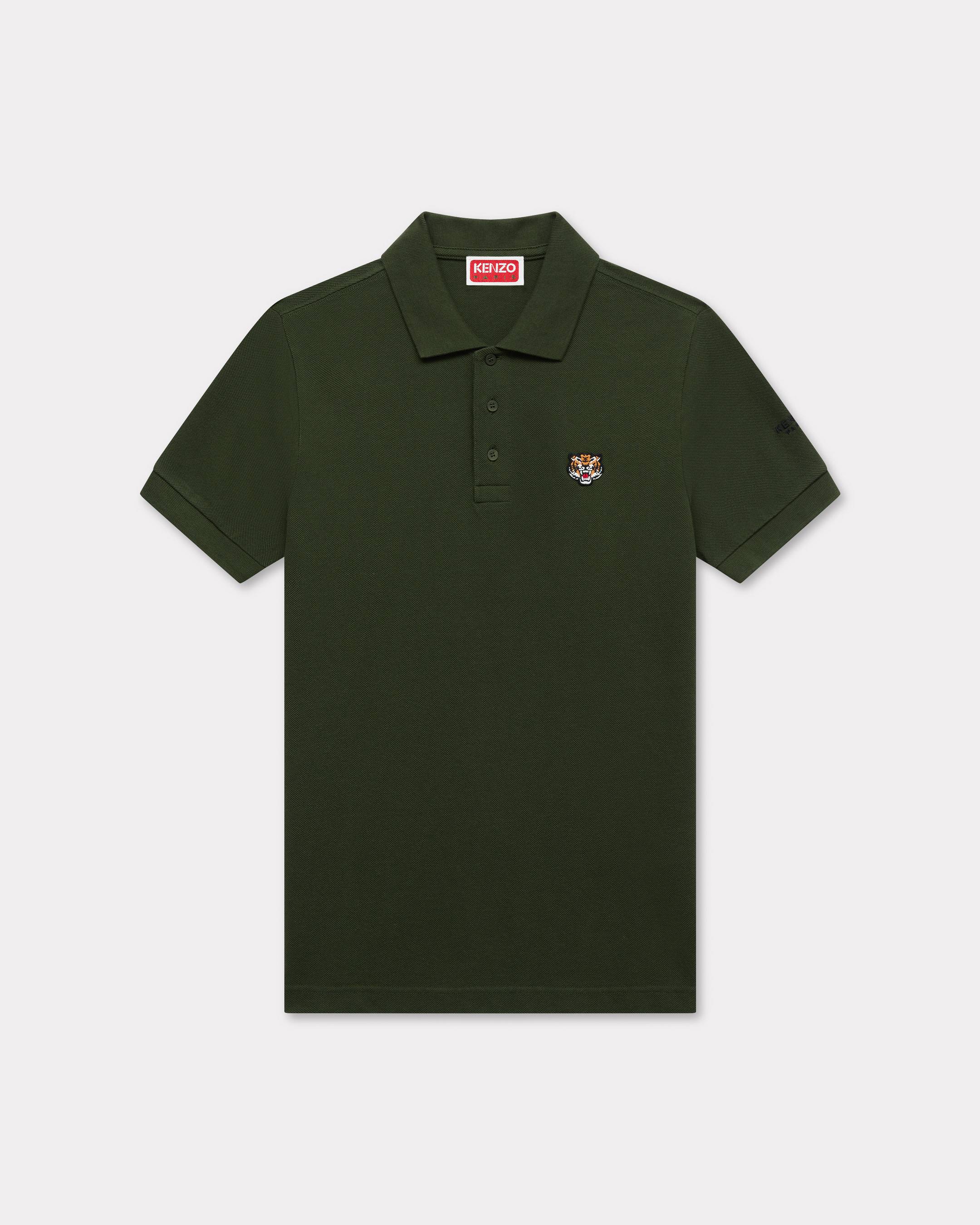 KENZO 'Lucky Tiger' Slim Polo , Man, Dark Khaki, Size Xxxl, Cotton