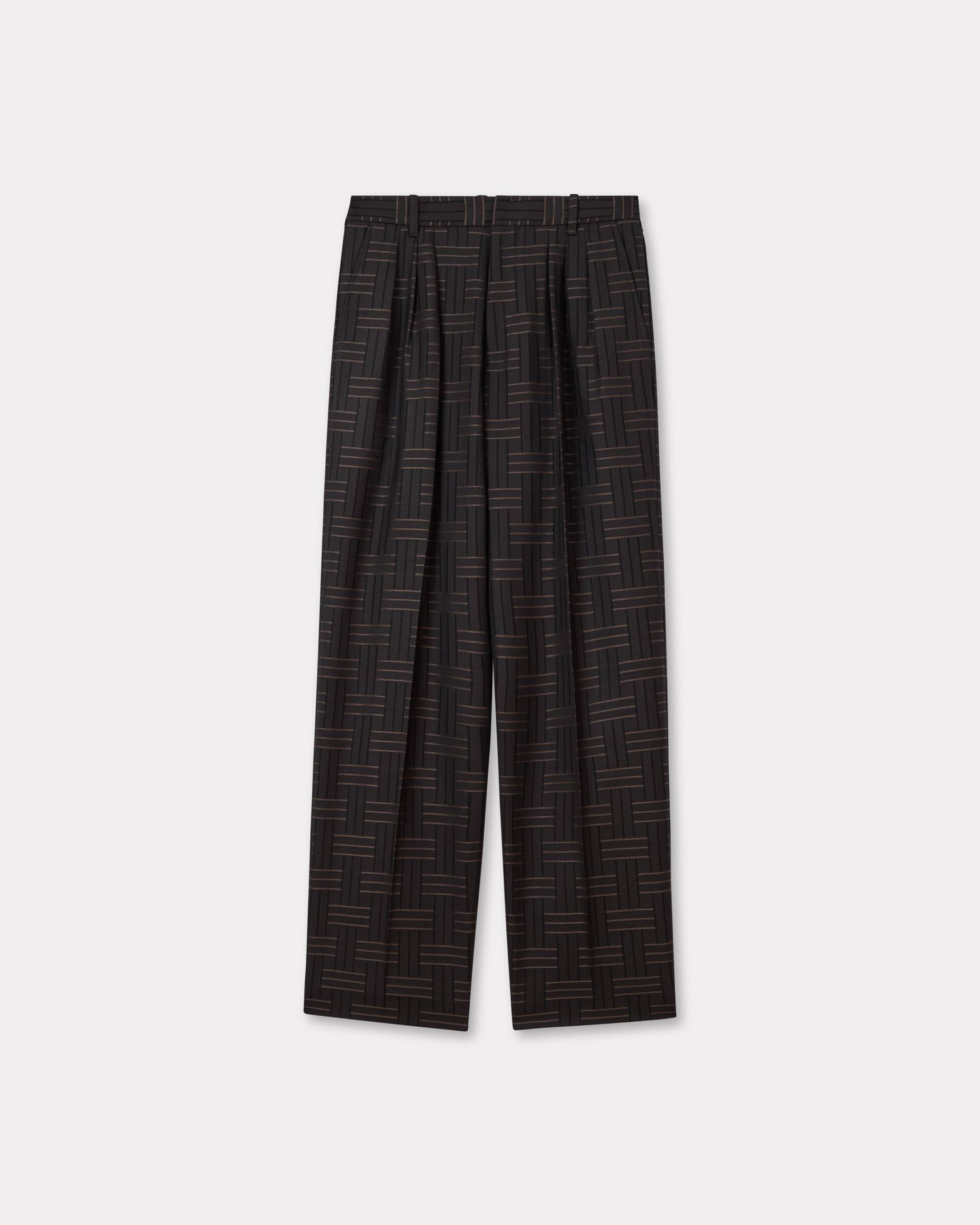 KENZO 'Kenzo Weave' Pleated Tailored Pants Dark Brown Mens - Size 44