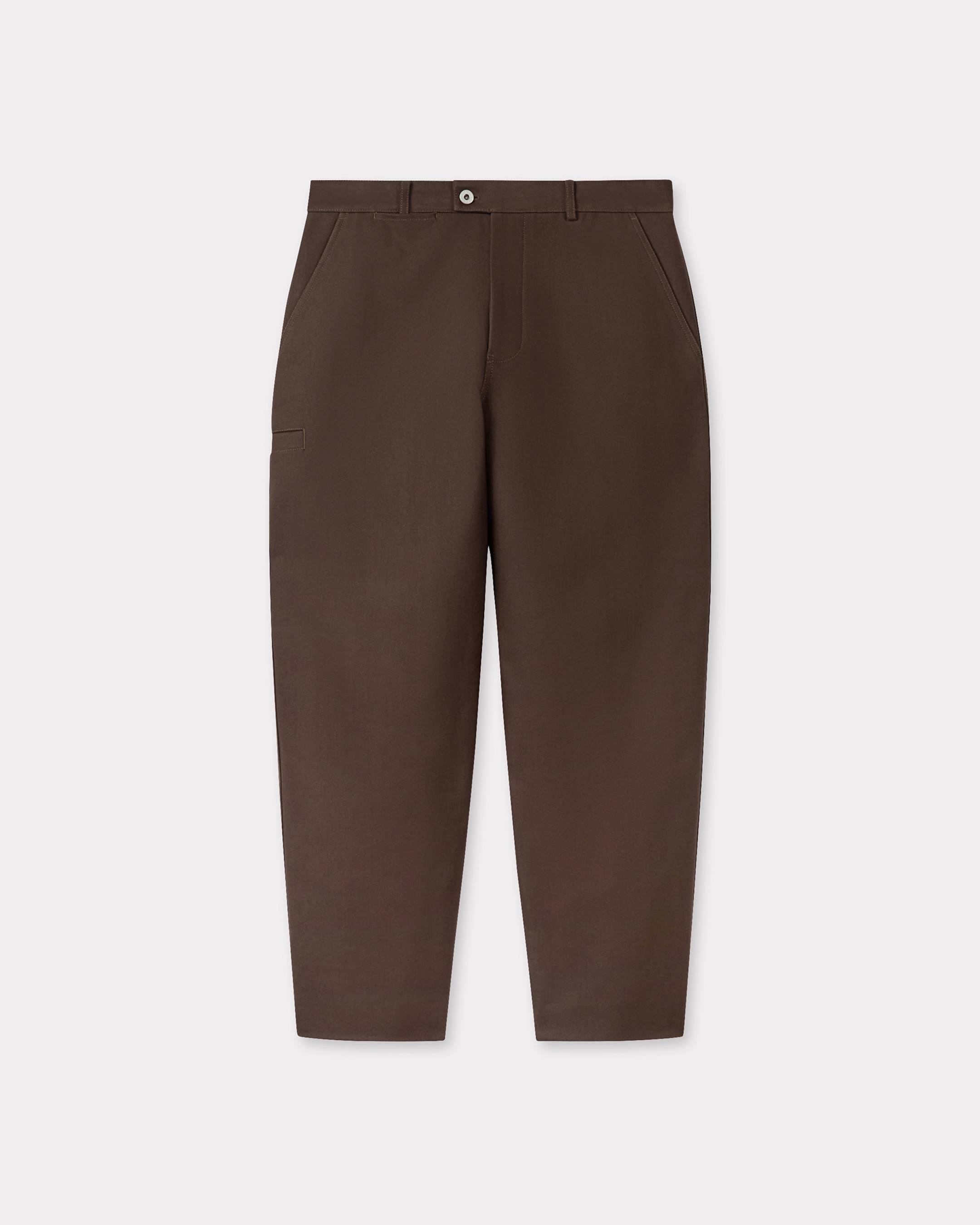 KENZO Tapered Workwear Pants In Cotton Dark Brown Mens - Size 44