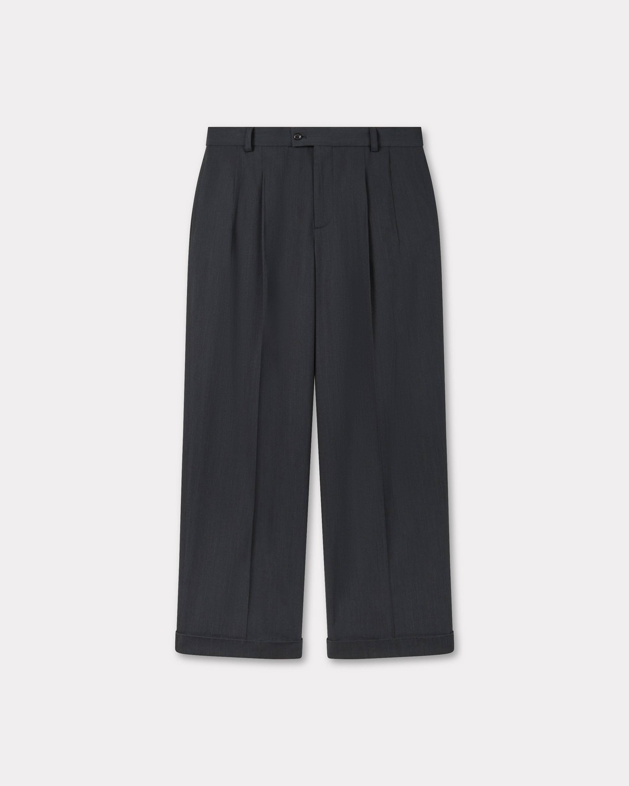 KENZO Tailored Pants In Mixed Virgin Wool Black Mens - Size 44