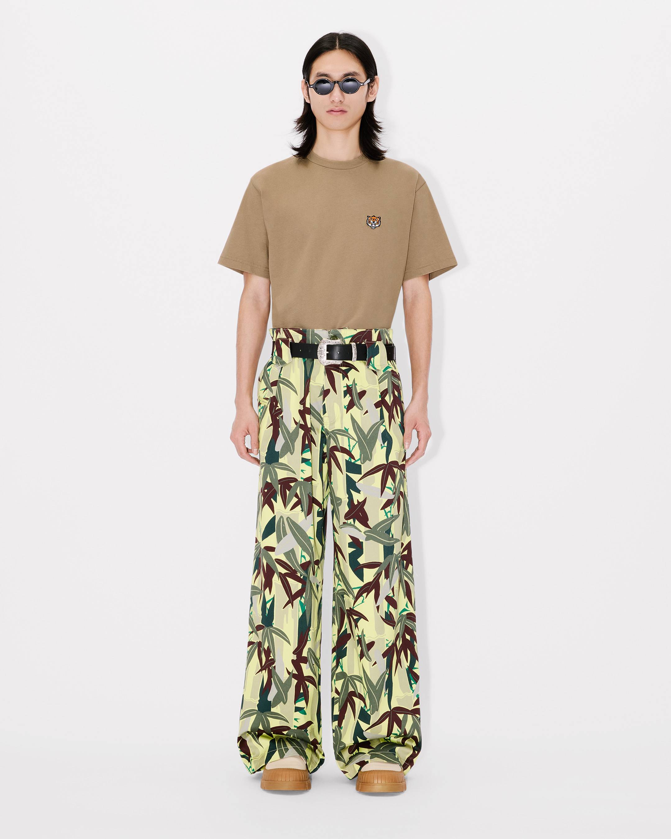 Kenzo 'Kenzo Chiku-rin Camo' Oversized Pleated Pants In Cotton Vanilla - Mens Size 44