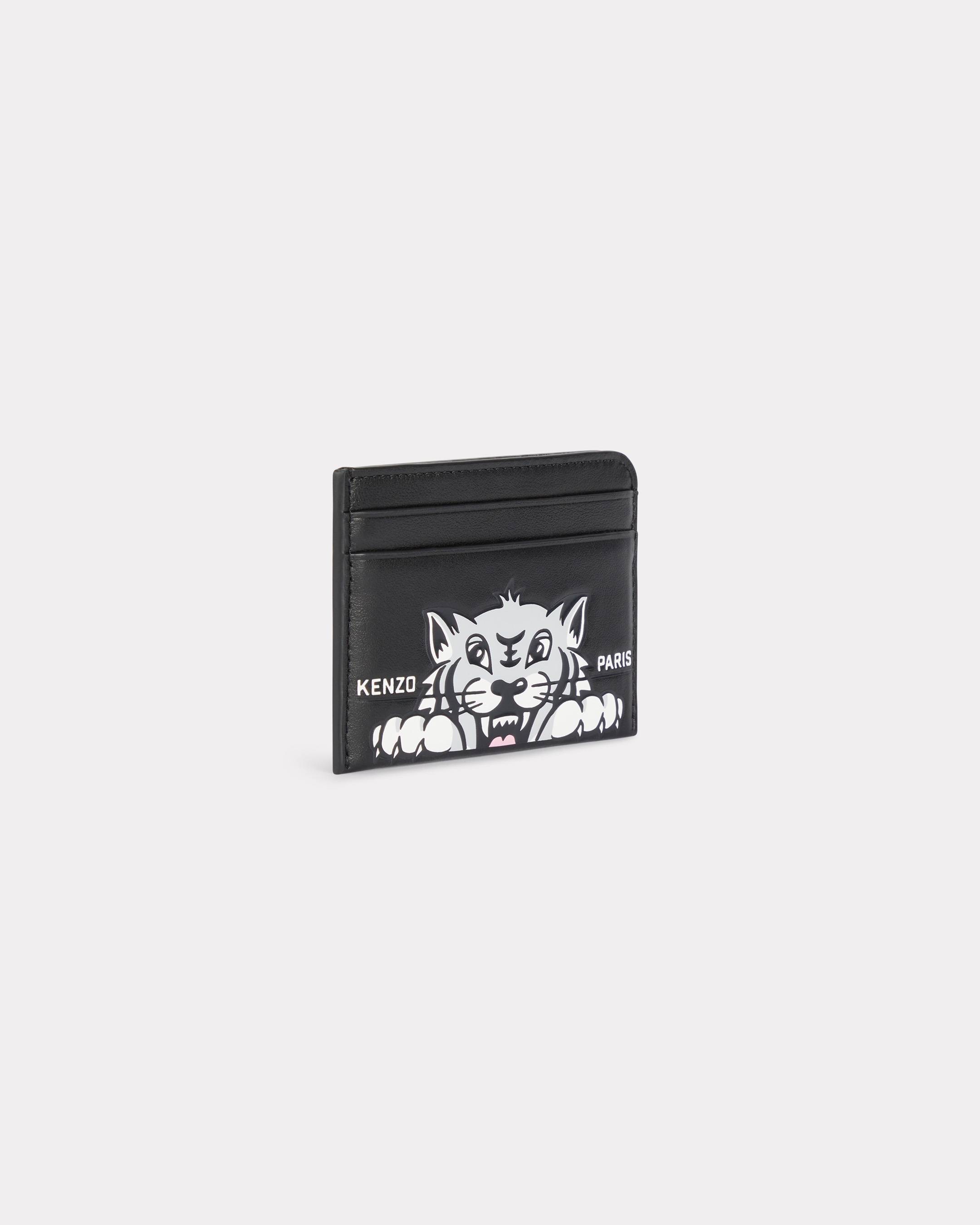 KENZO ' Varsity' Leather Card Holder, Man, Black, Size One,