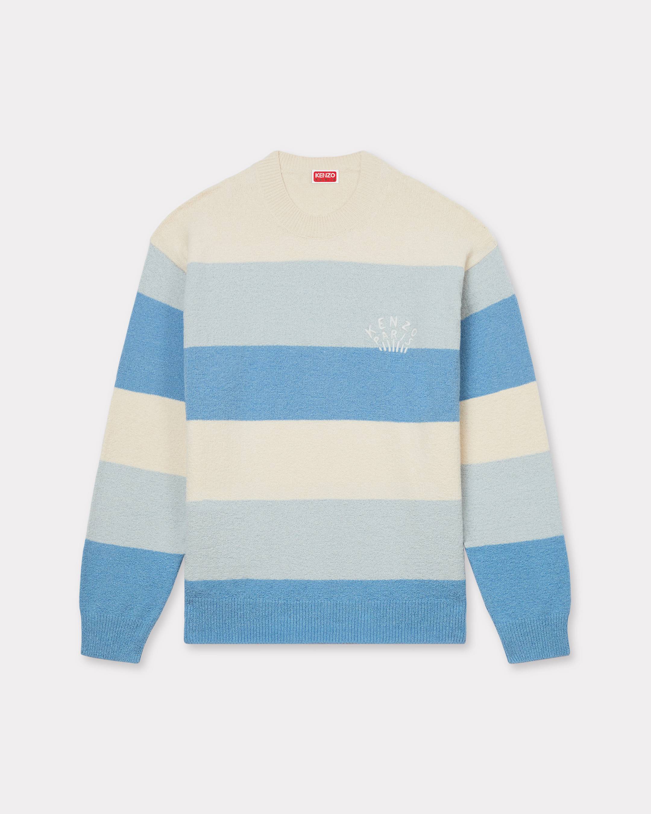 KENZO Embroidered Stripes Sweater Blend, Man, Sky Blue, Size M,