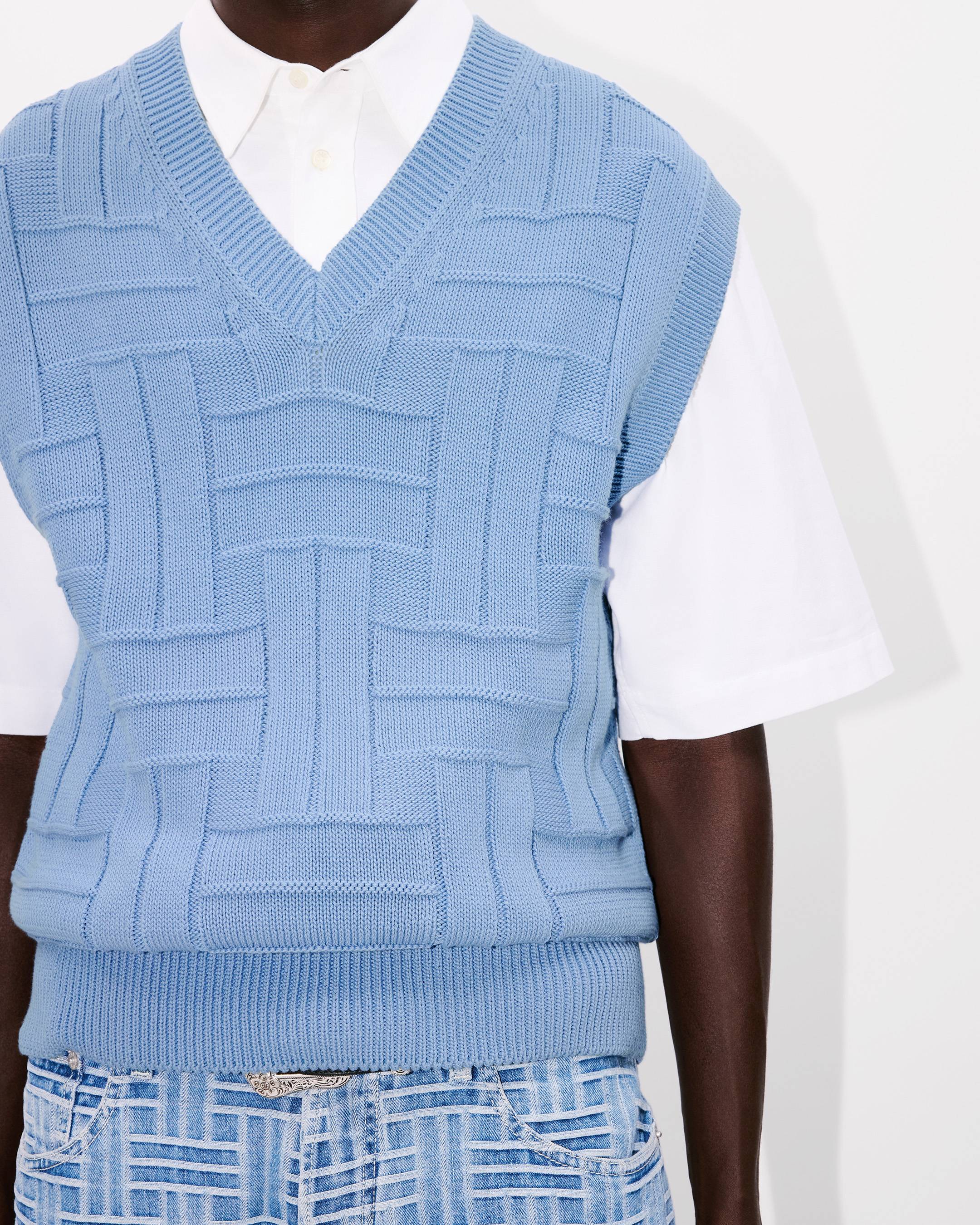 KENZO Weave' embroidered sleeveless jumper in cotton | Men's