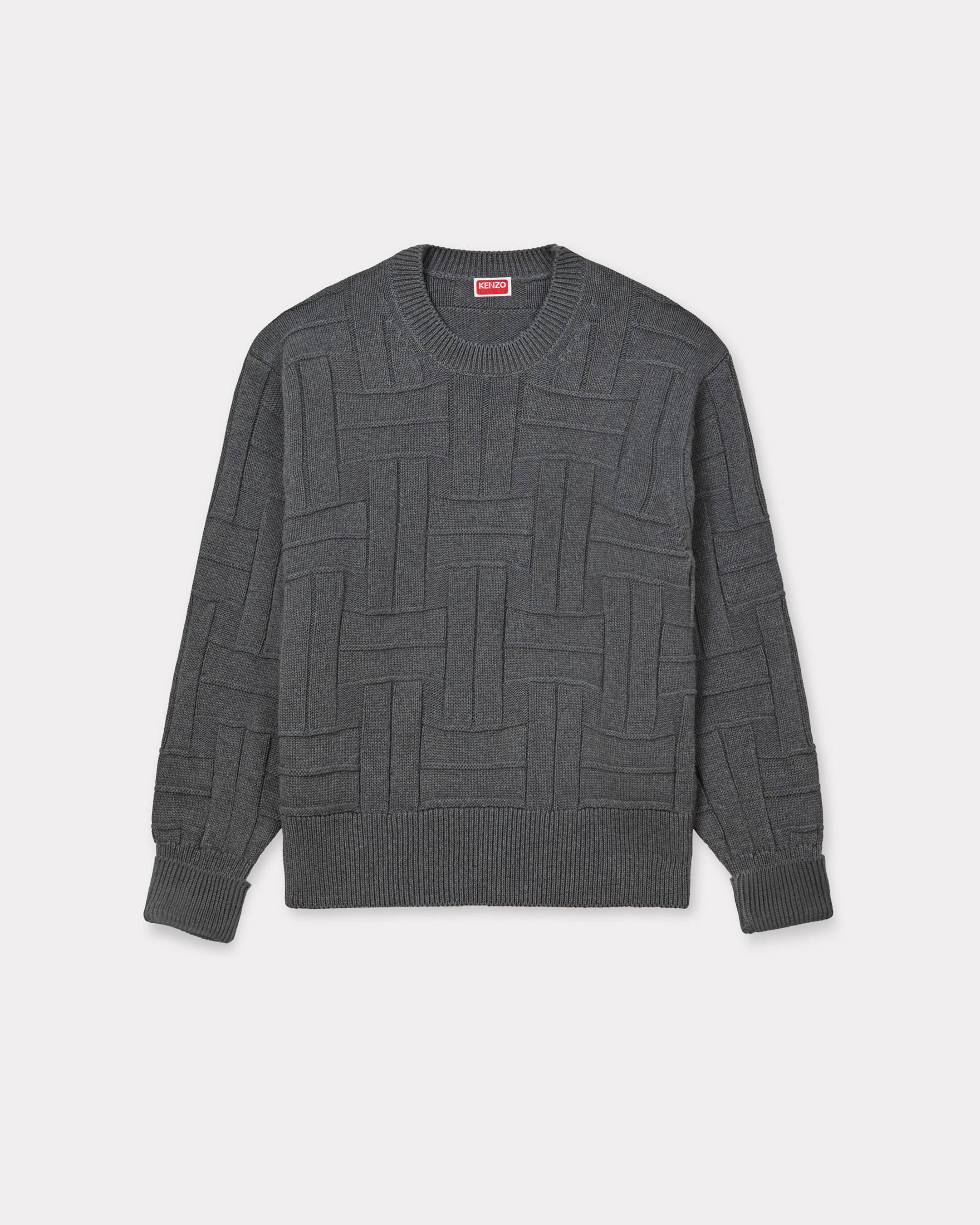 KENZO Pull Brodé 'KENZO Weave' En Coton, Homme, Gris, XL