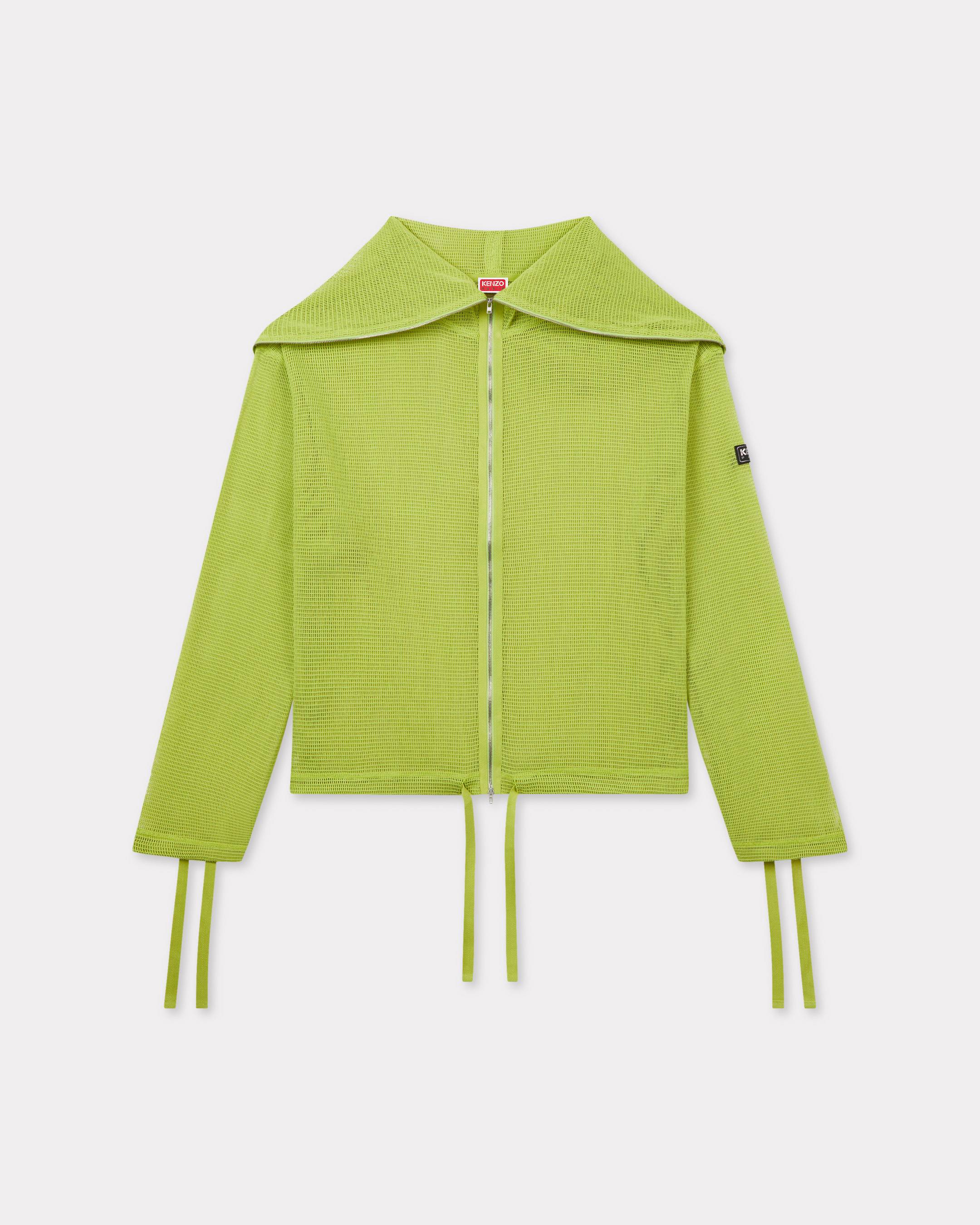 KENZO Zip-up Hooded Sweatshirt In Mesh, Man, Absinthe, Size L, Cotton