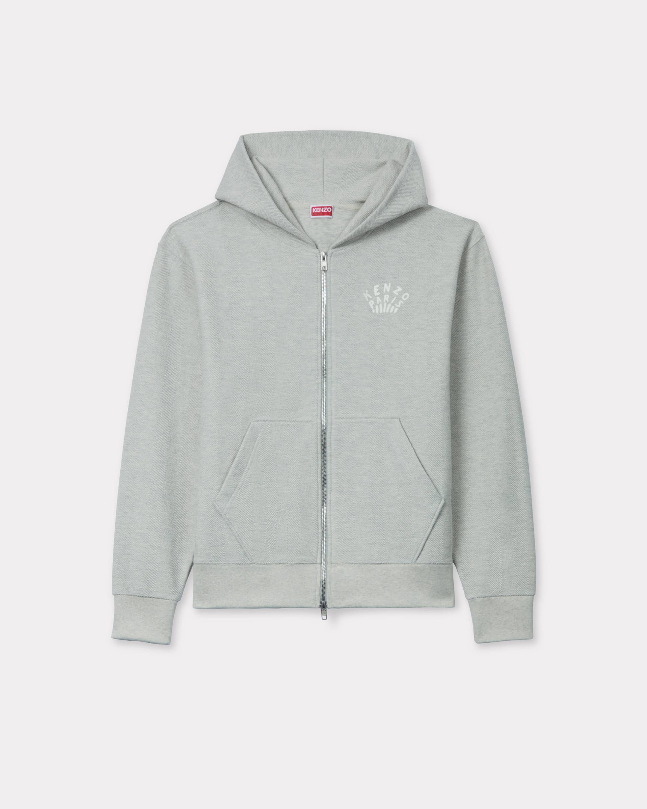 KENZO ' Dragonfly' Zipped Hoodie , Man, Pale Gray, Size Xxl, Cotton