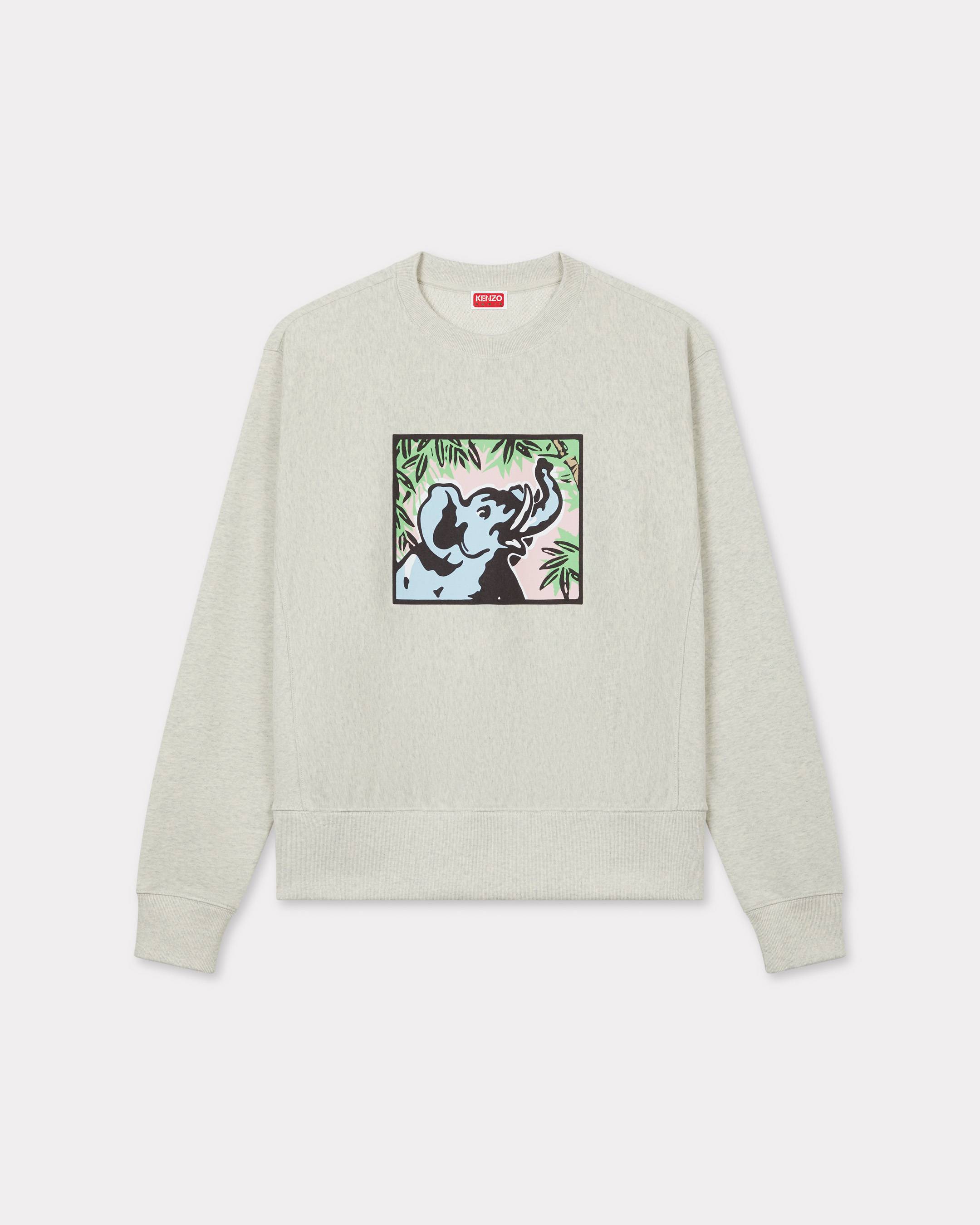 KENZO ' Jungle Elephant' Sweatshirt , Man, Pale Gray, Size Xl, Cotton