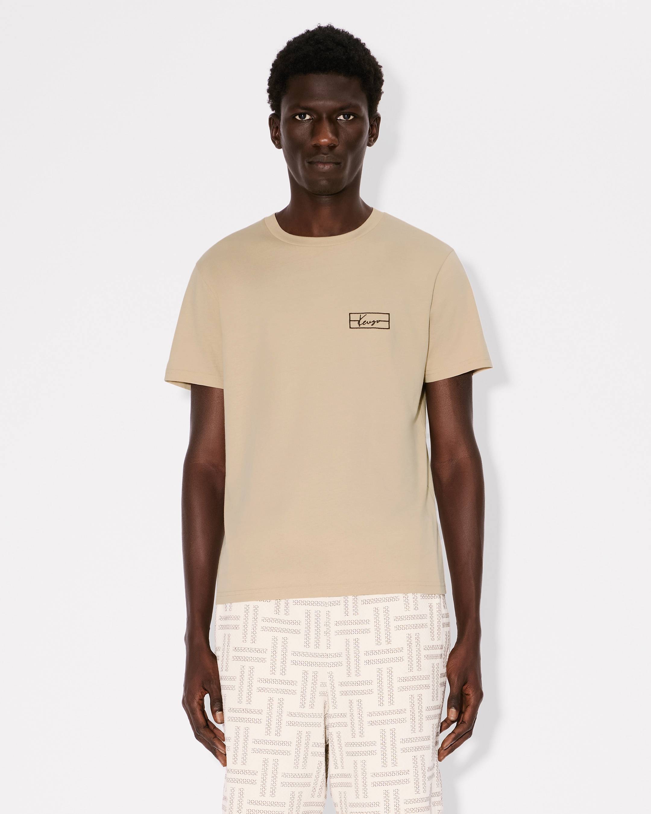 ★KENZO★ Kenzo Weave Slim Short Sleeve T-Shirt Beige FF55TS MUSINSA | KENZO Kenzo Weave Slim Short Sleeve T-Shirt