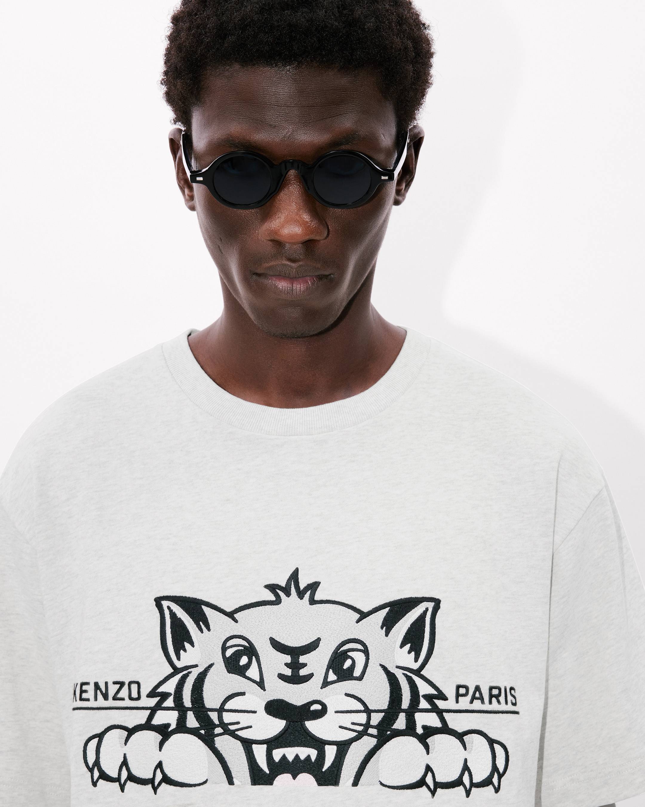 Tシャツ・カットソー KENZO GOTS KENZO HAPPY TIGER EMBROIDERED OVERSIZE TSHIRT KENZO Happy Tiger' embroidered oversized T-shirt in cotton