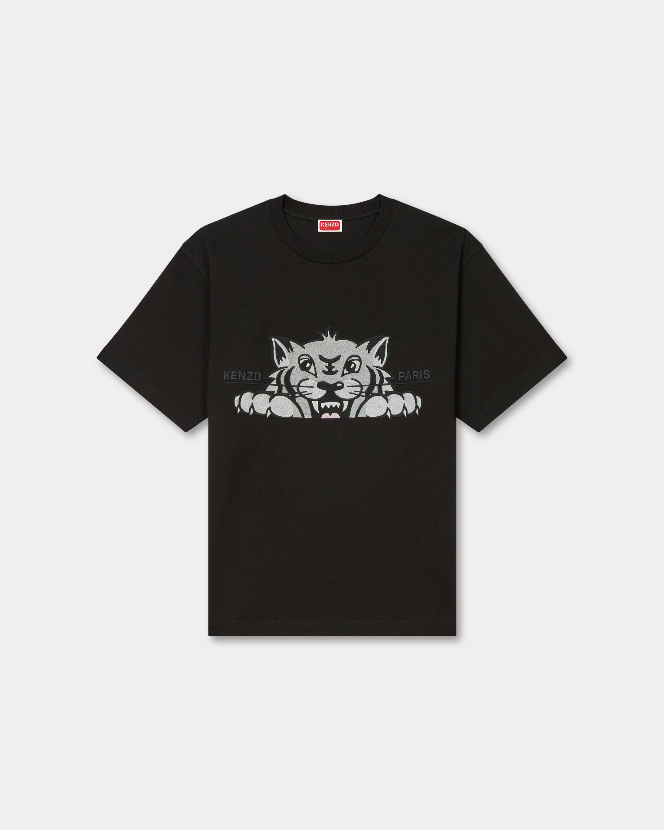 KENZO 'Kenzo Happy Tiger' Embroidered Oversized T-shirt In Cotton, Black, - Mens, Xs