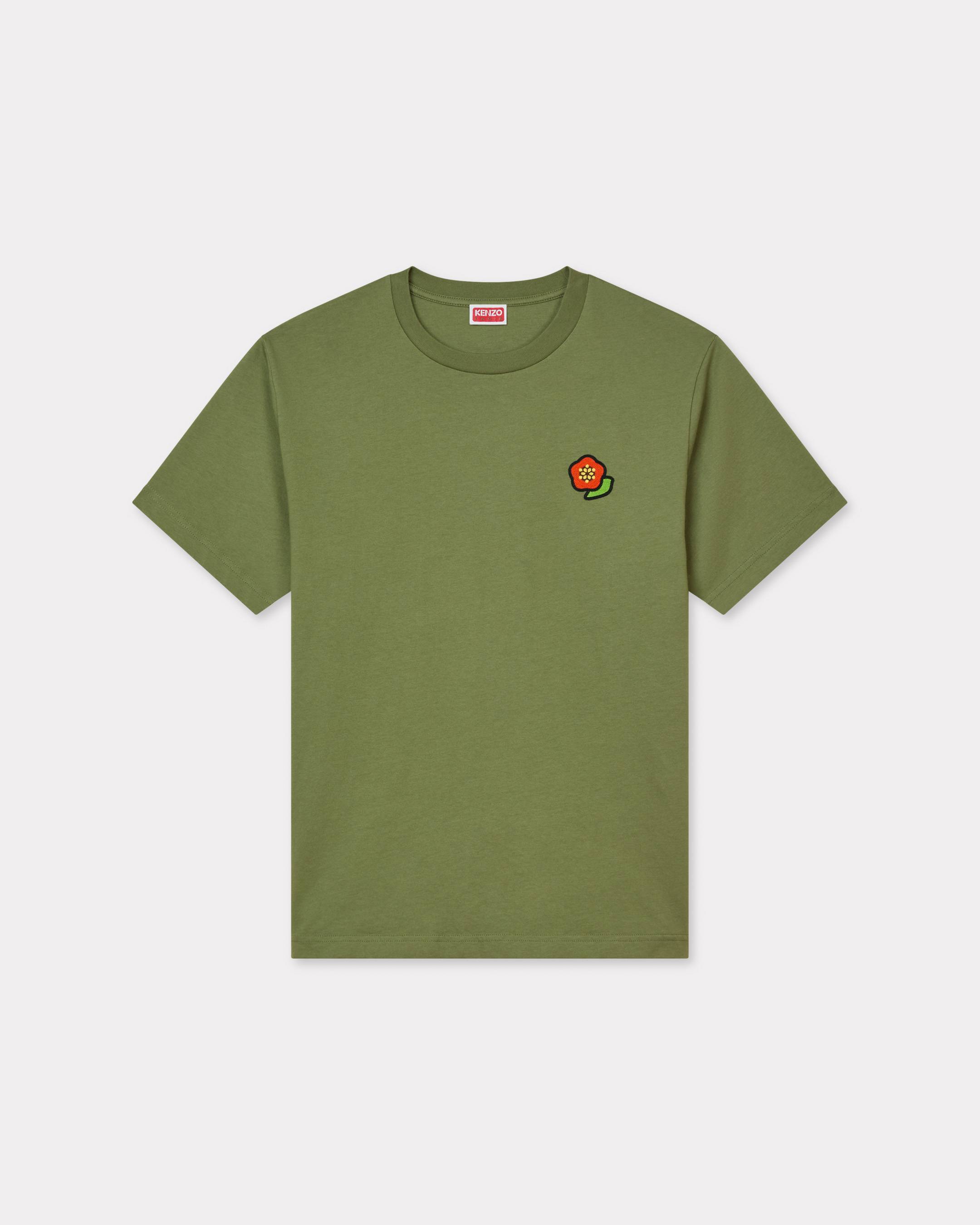 KENZO 'Kenzo Pop' Embroidered T-shirt With Badge Effect In Cotton Olive Mens - Size L
