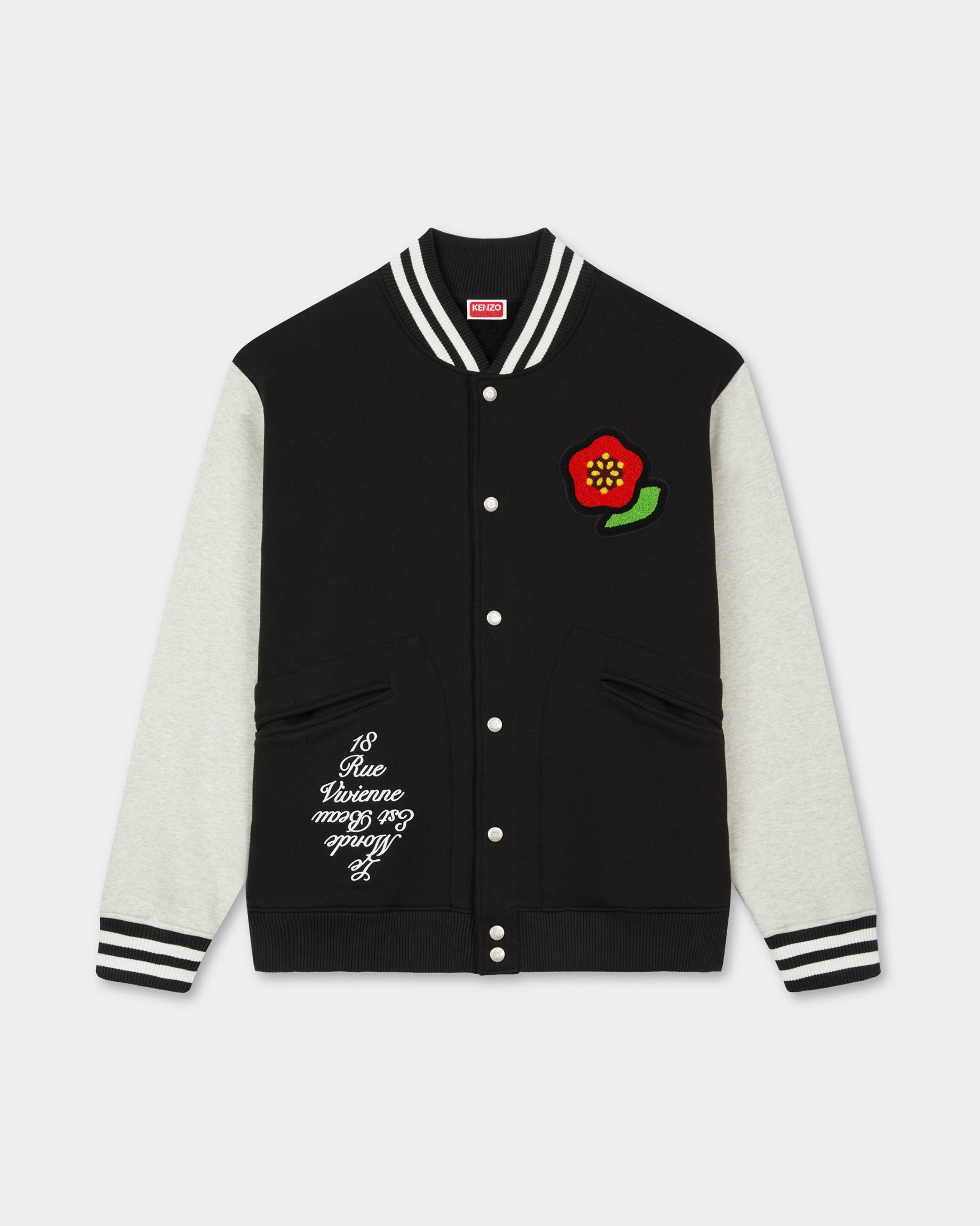 KENZO ' Pop' Embroidered Varsity Bomber, Unisex, Black, Size L, Cotton/elastane