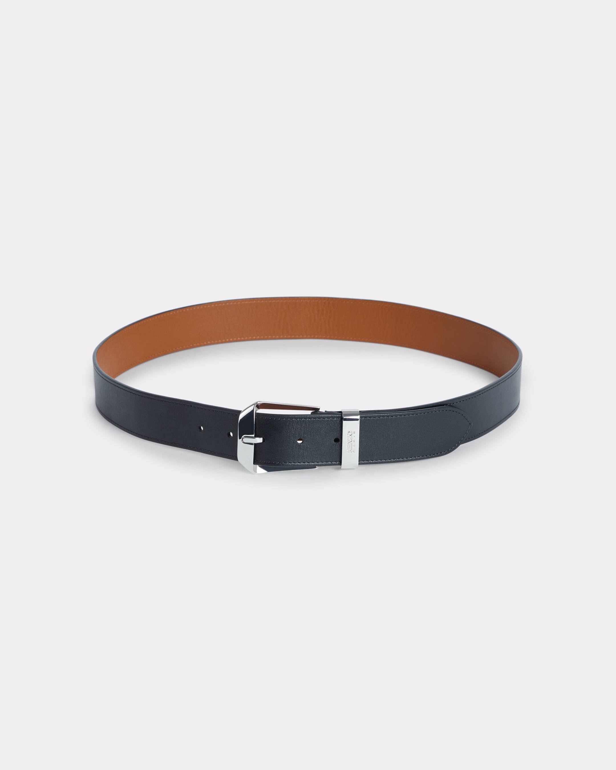 KENZO 'Kenzo Buckle' Genderless Belt In Leather Black Unisex - Size 85