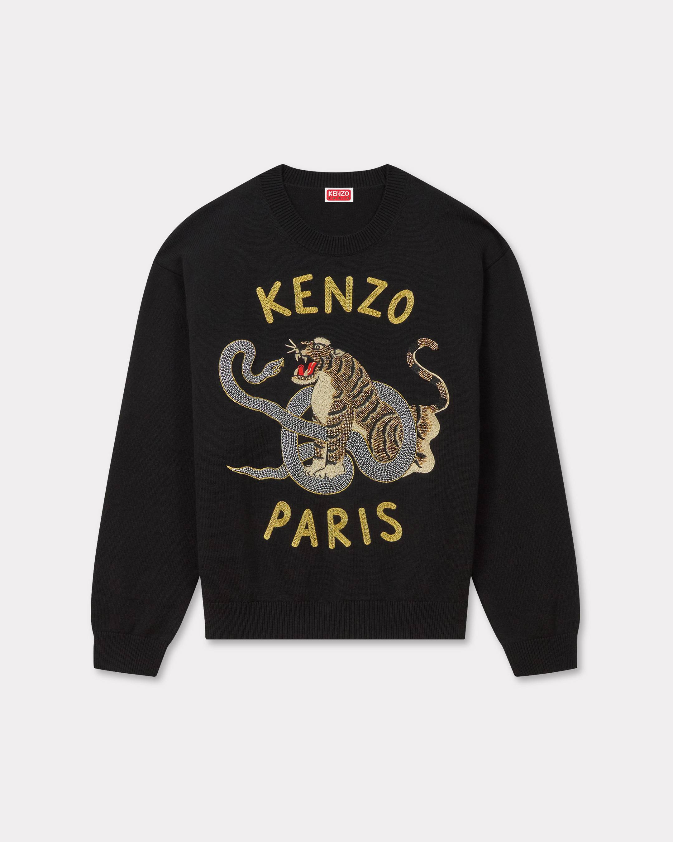 KENZO 'Lunar New Year' Embroidered Sweater In Wool And Cotton, Unisex, Black, Size Xxs, Cotton