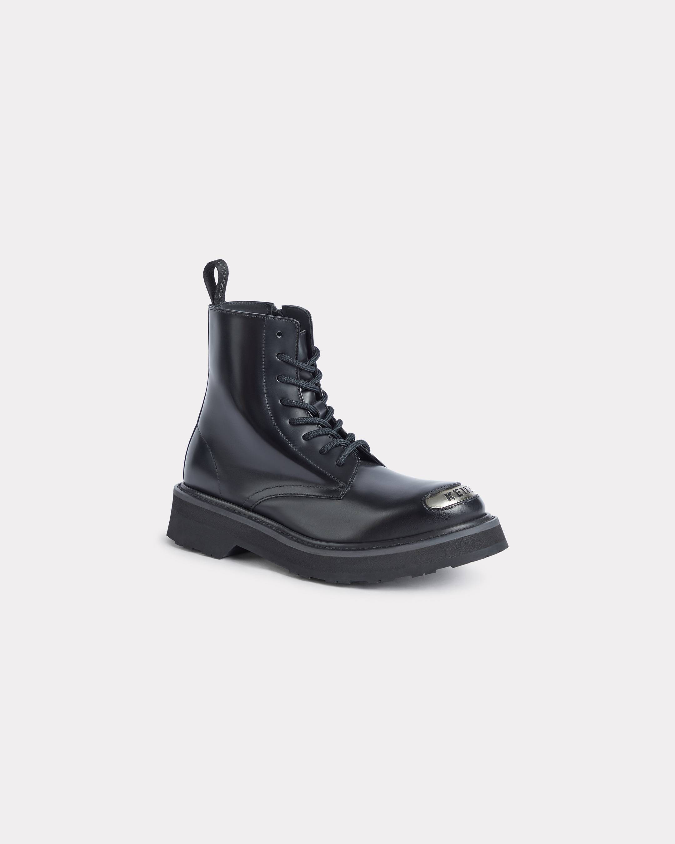 KENZO 'Smile' Lace Up Boots , Woman, Black, Size 39, Leather EU